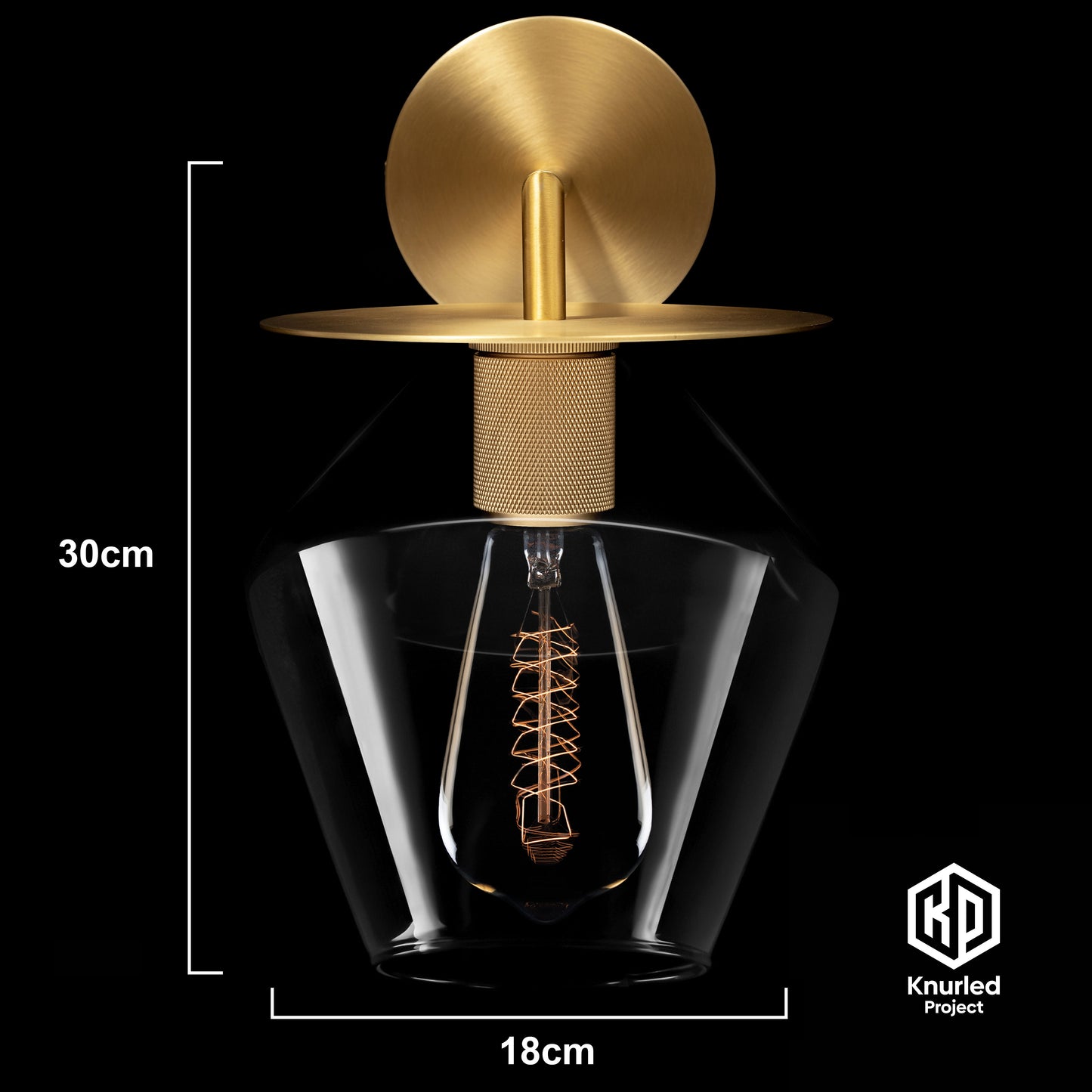 Brass Disc Wall Light + Diamond Shade product shot