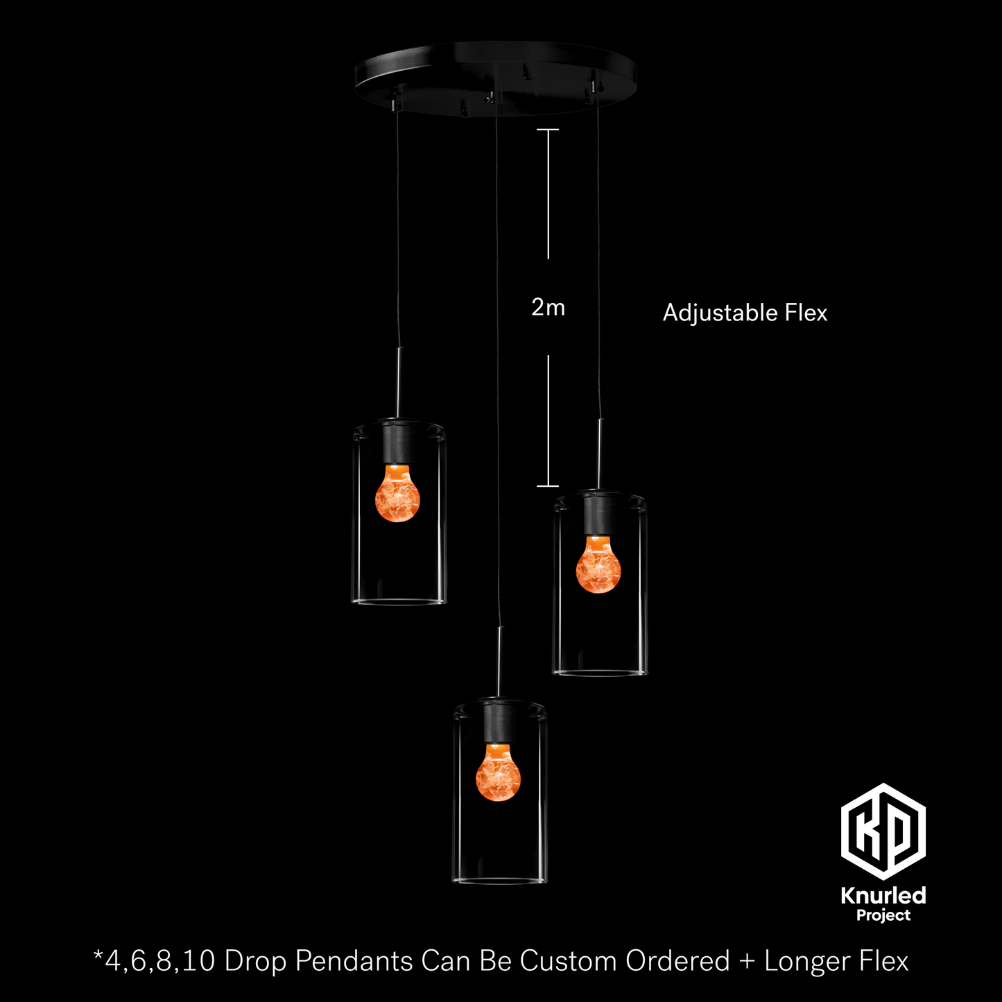 matte black 3 drop blossom mood bulbs cylinder shade product photo 3