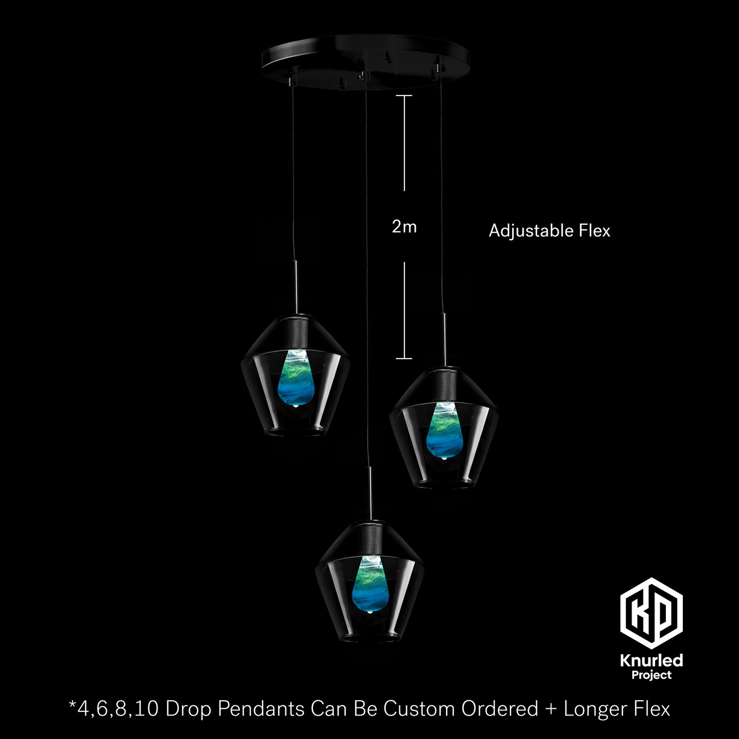 matte black 3 drop ripple mood bulbs diamond shade product photo 3