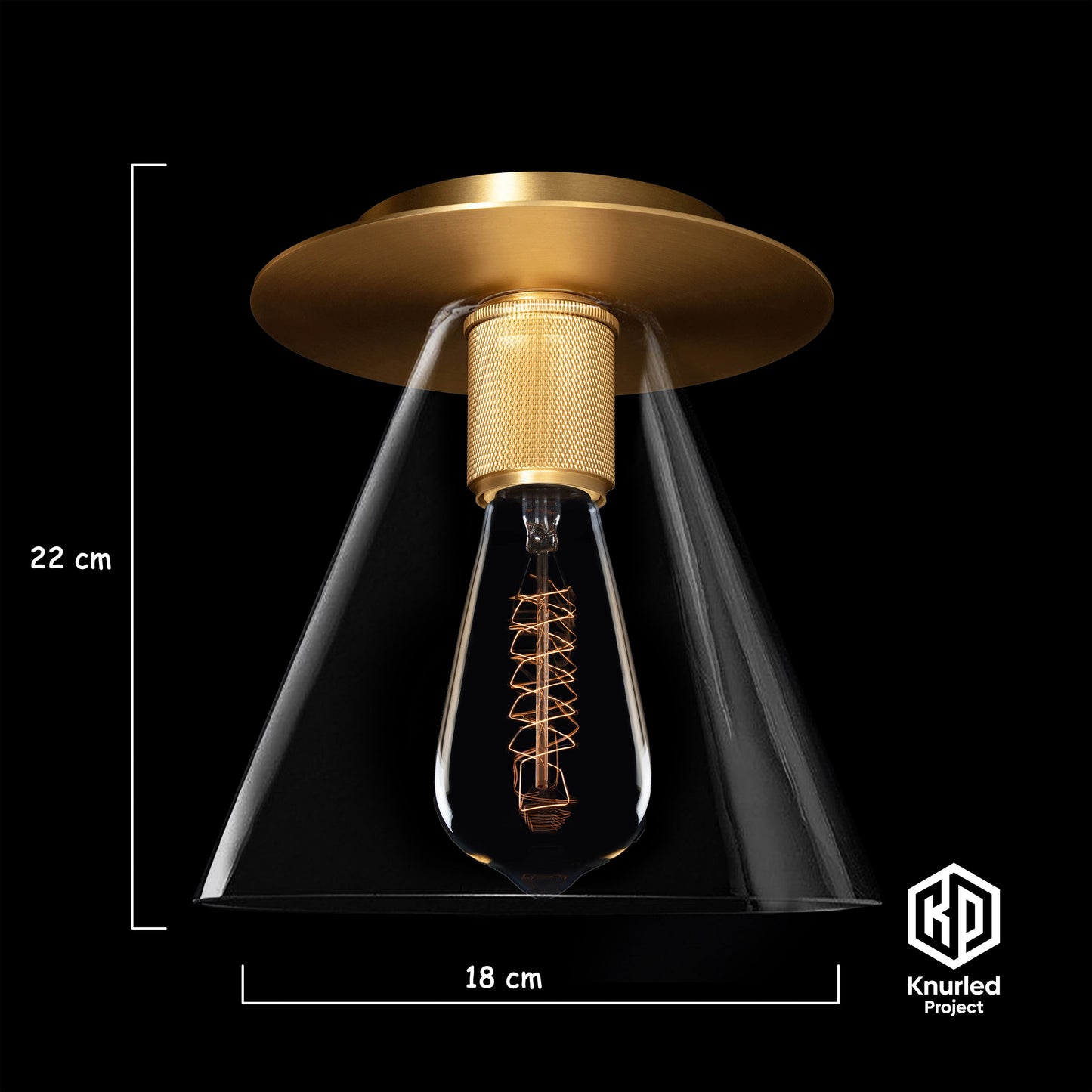 knurled disc ceiling light cone shade brass product photo 2