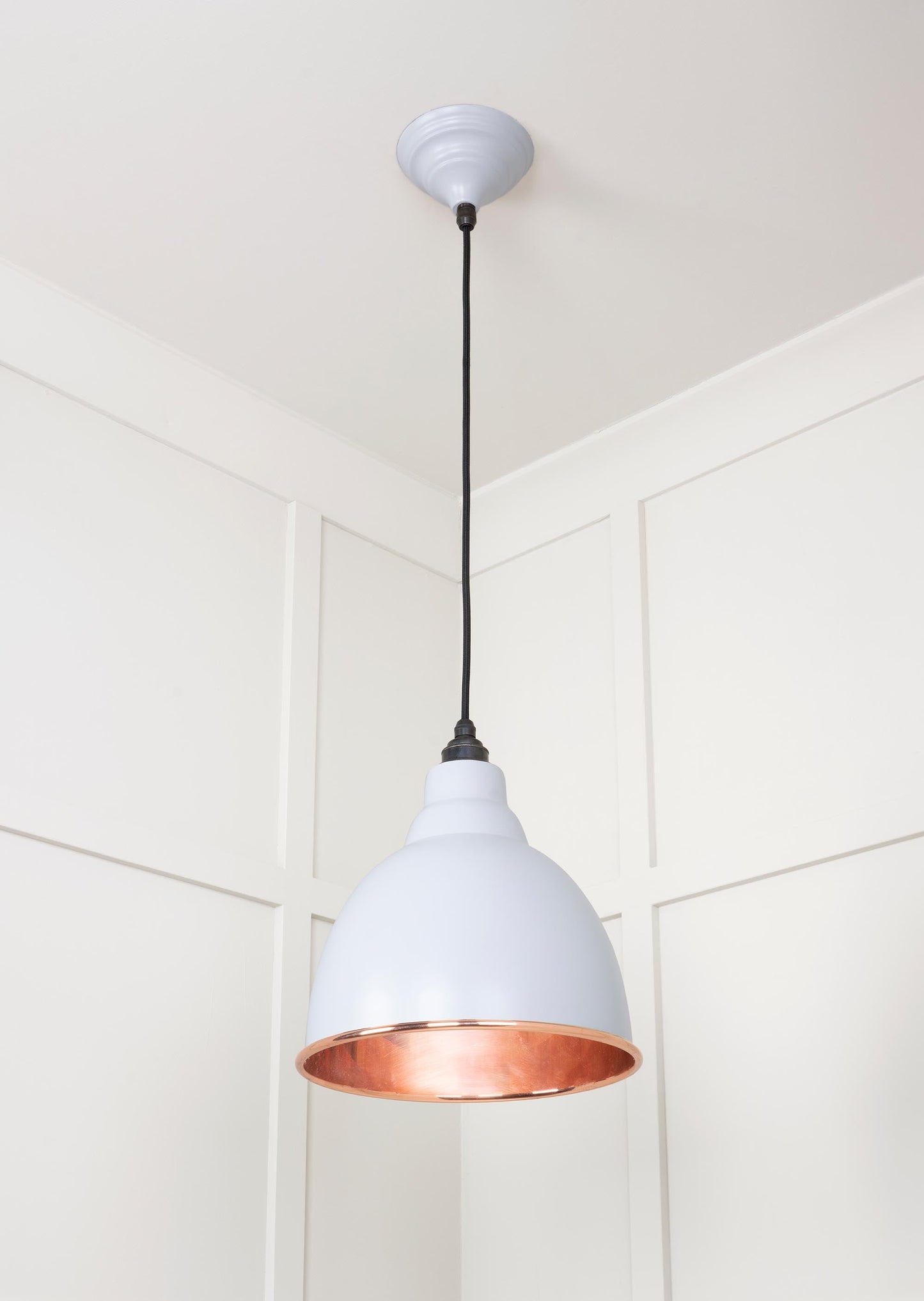 Smooth Copper Brindley Pendant Light Birch, Underside.