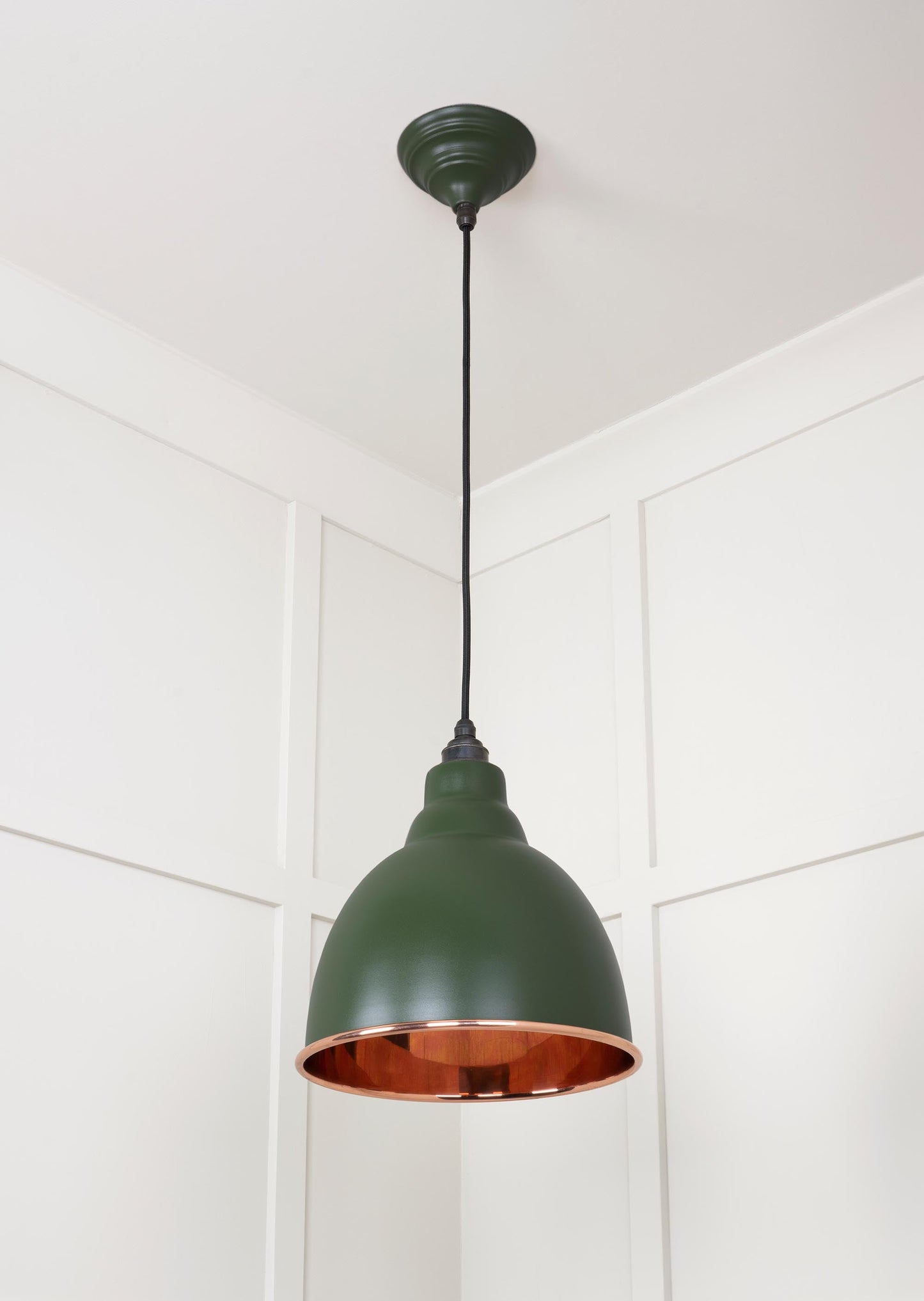 Smooth Copper Brindley Pendant Light Heath, Underside.