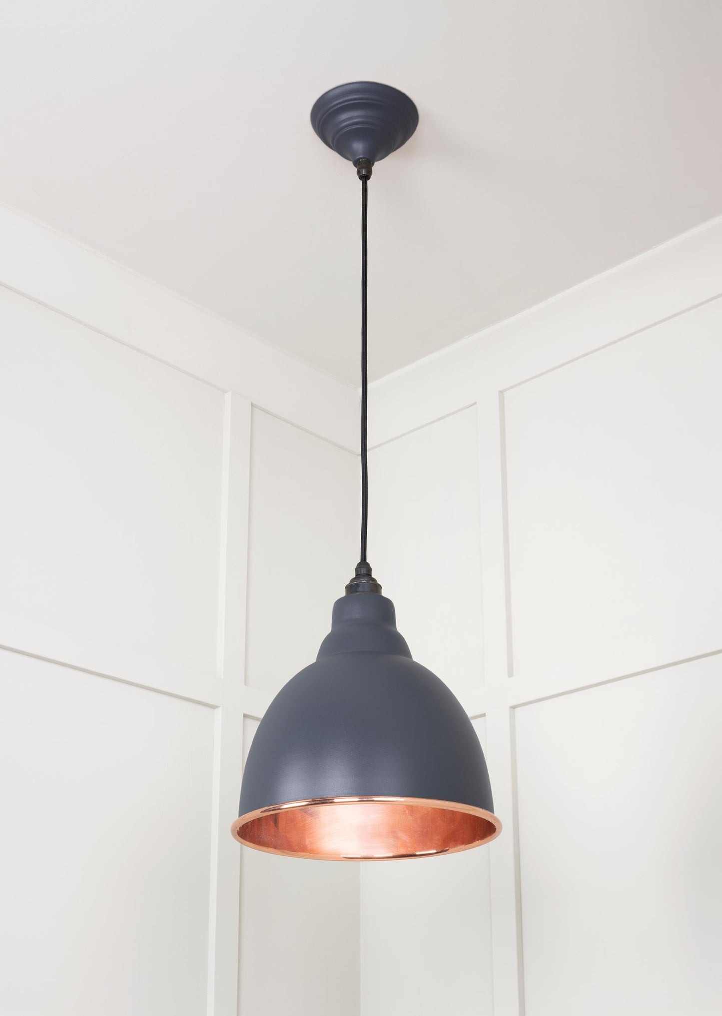 Smooth Copper Brindley Pendant Light Slate, Underside.