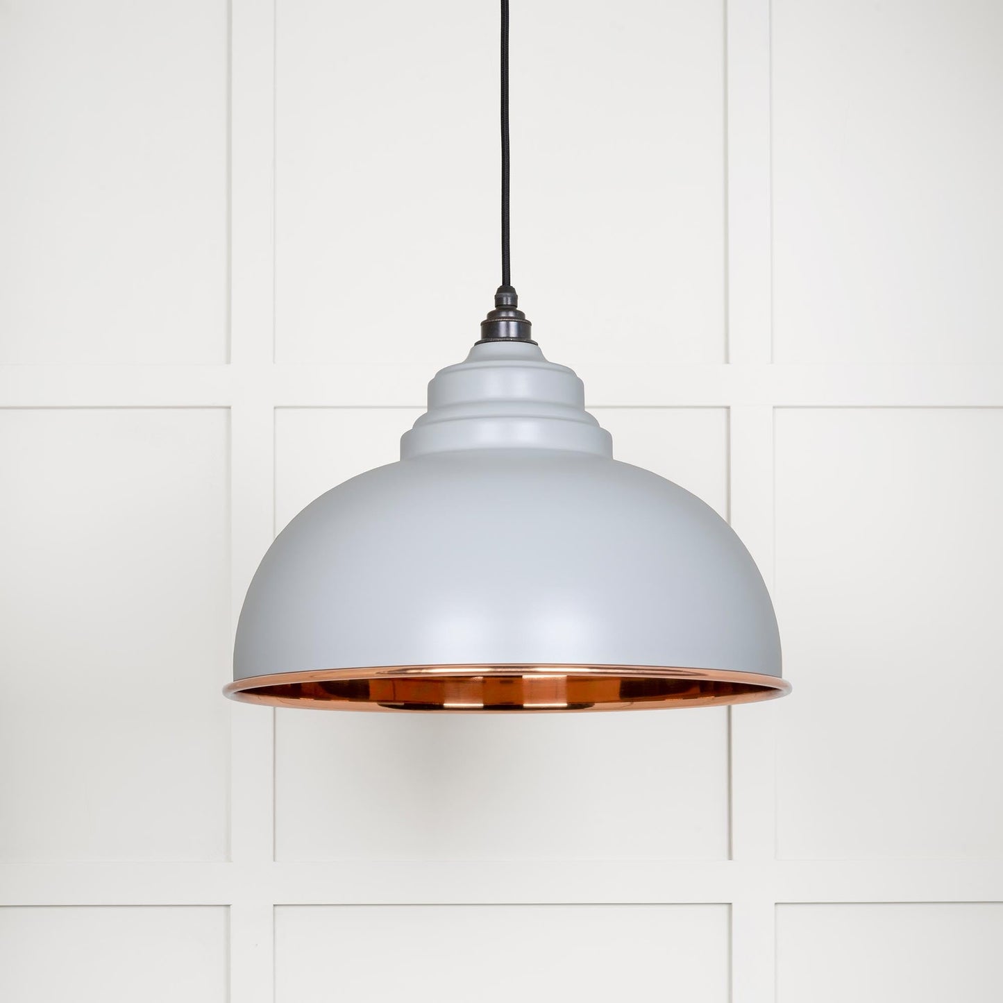 Smooth Copper Harborne Pendant Light Birch, Front Side.