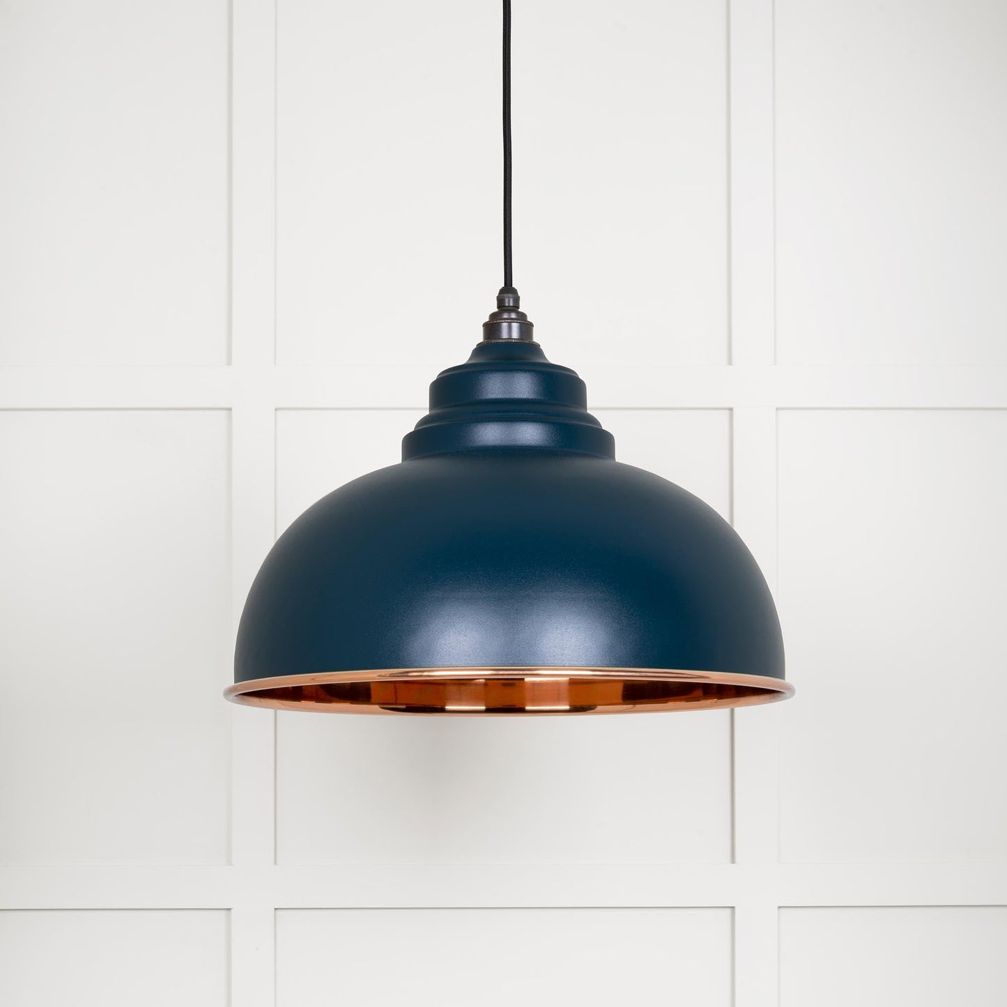 Smooth Copper Harborne Pendant Light Dusk, Front Side.