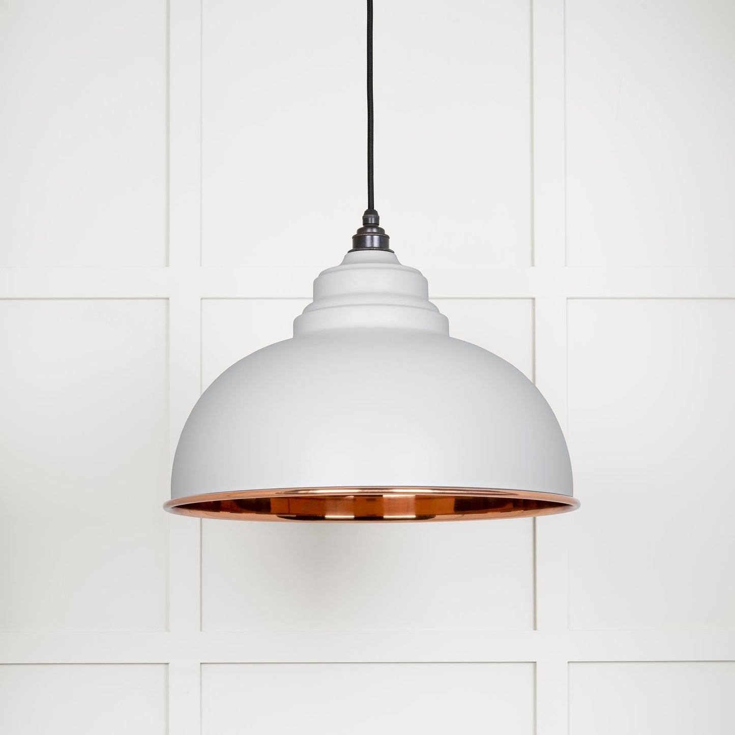 Smooth Copper Harborne Pendant Light Flock, Front Side.