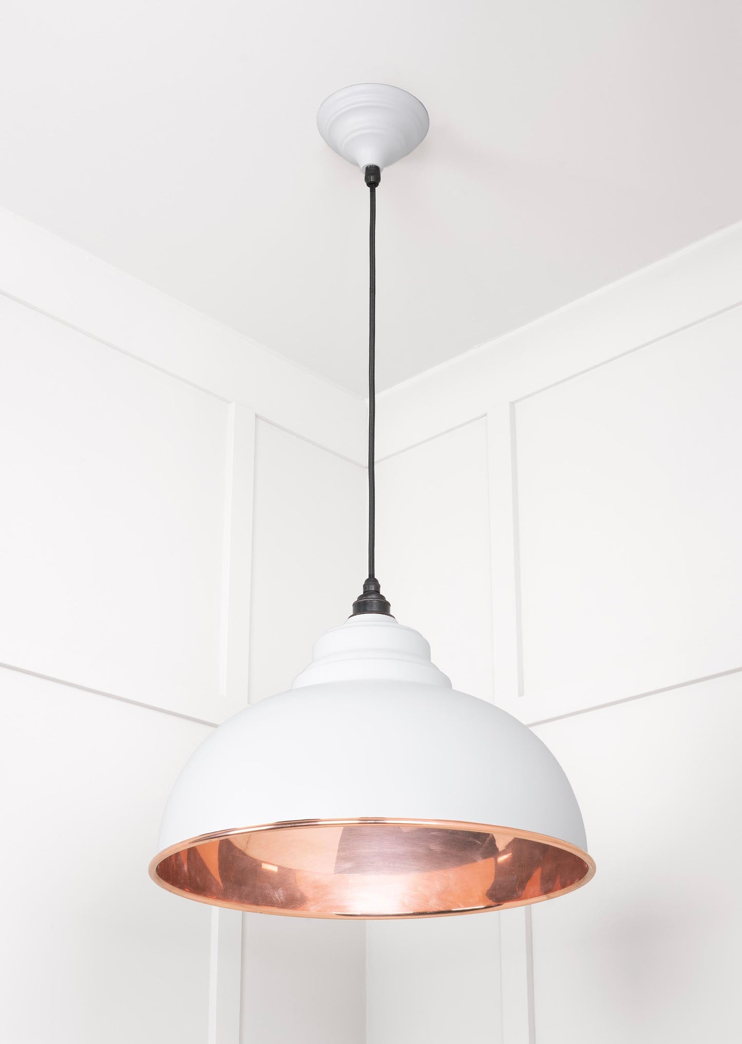 Smooth Copper Harborne Pendant Light Flock, Underside.