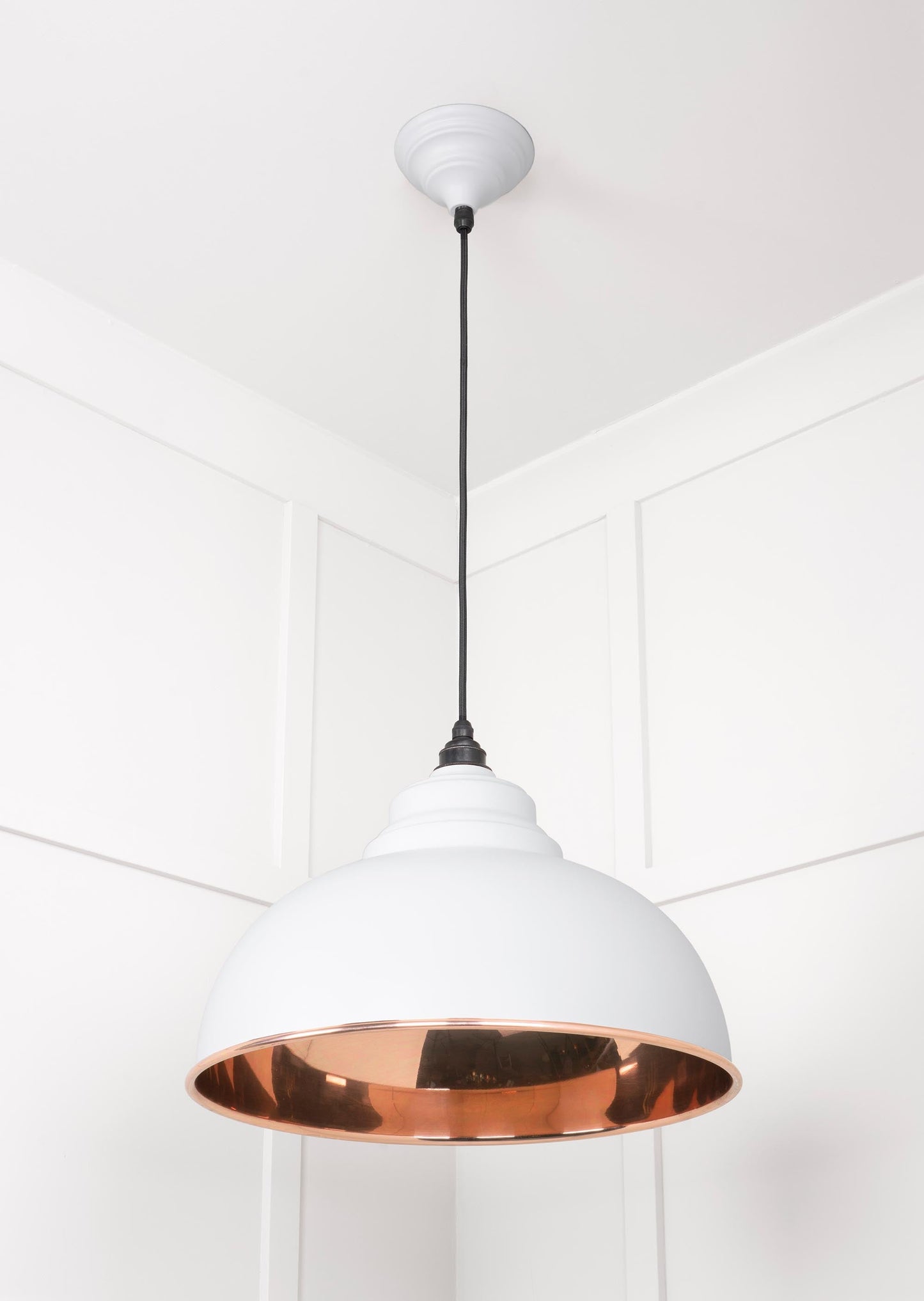 Smooth Copper Harborne Pendant Light Flock, Underside.