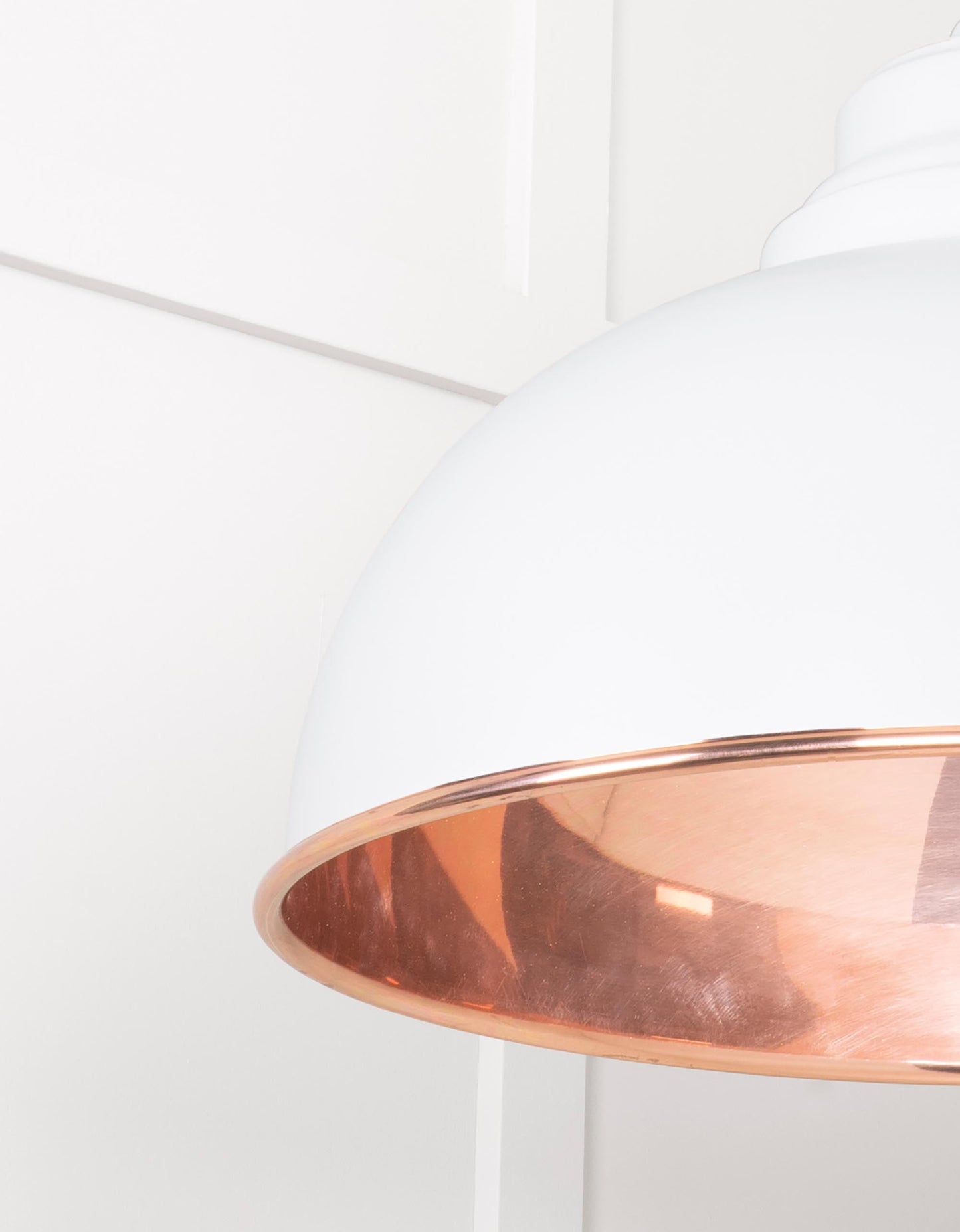 Smooth Copper Harborne Pendant Light Flock, Detailed close up view of pendant.