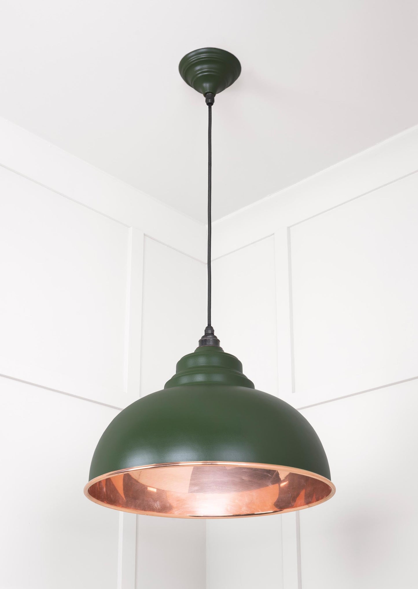 Smooth Copper Harborne Pendant Light Heath, Underside.