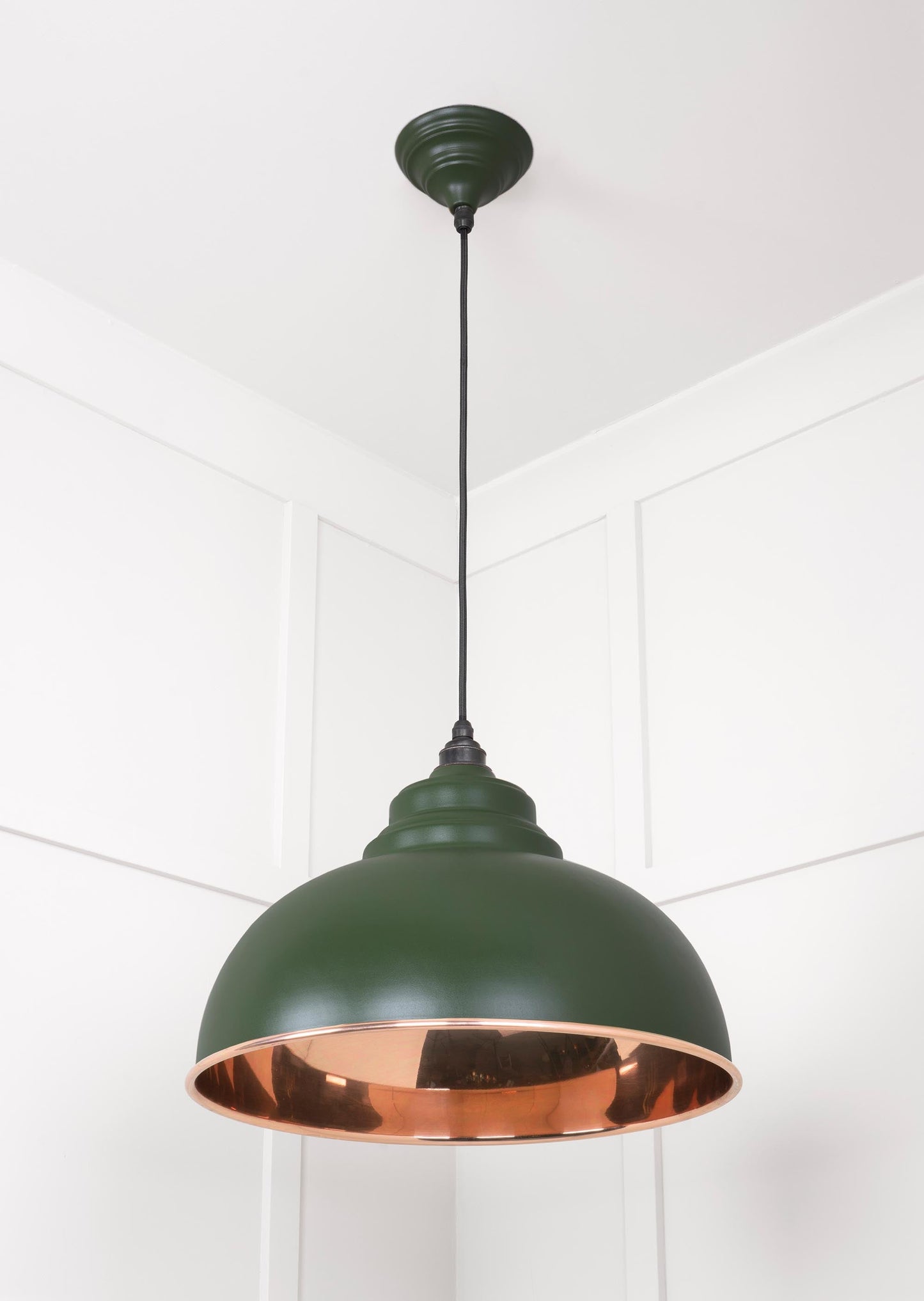 Smooth Copper Harborne Pendant Light Heath, Underside.