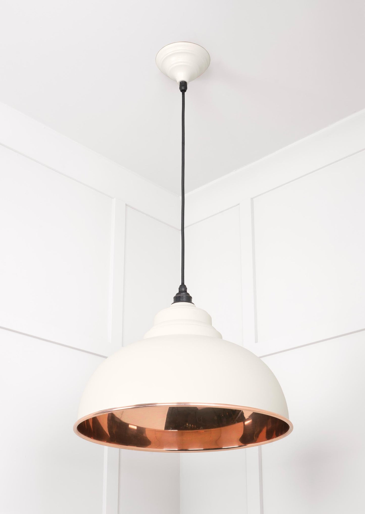 Smooth Copper Harborne Pendant Light Teasel, Underside.