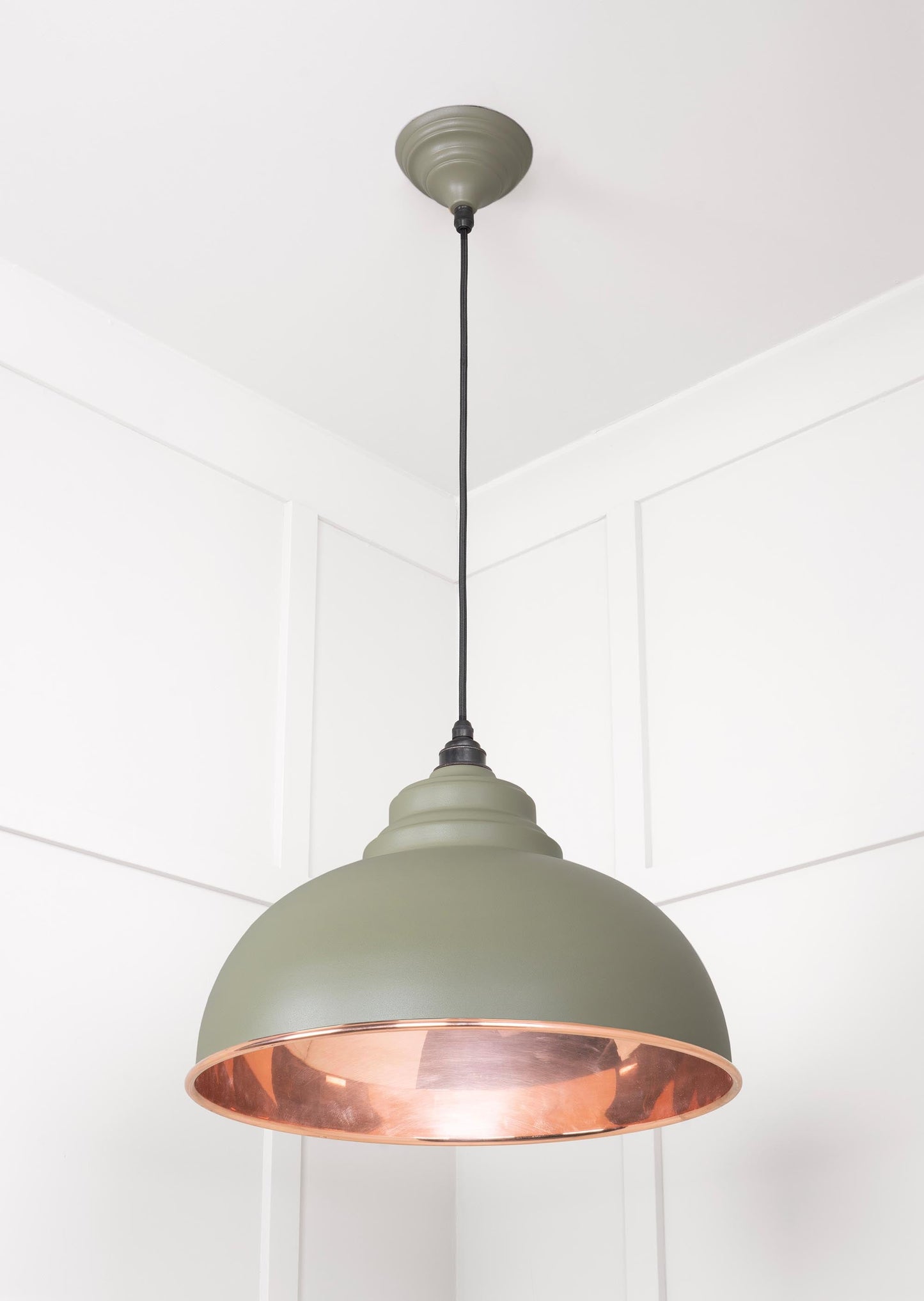 Smooth Copper Harborne Pendant Light Tump, Underside.