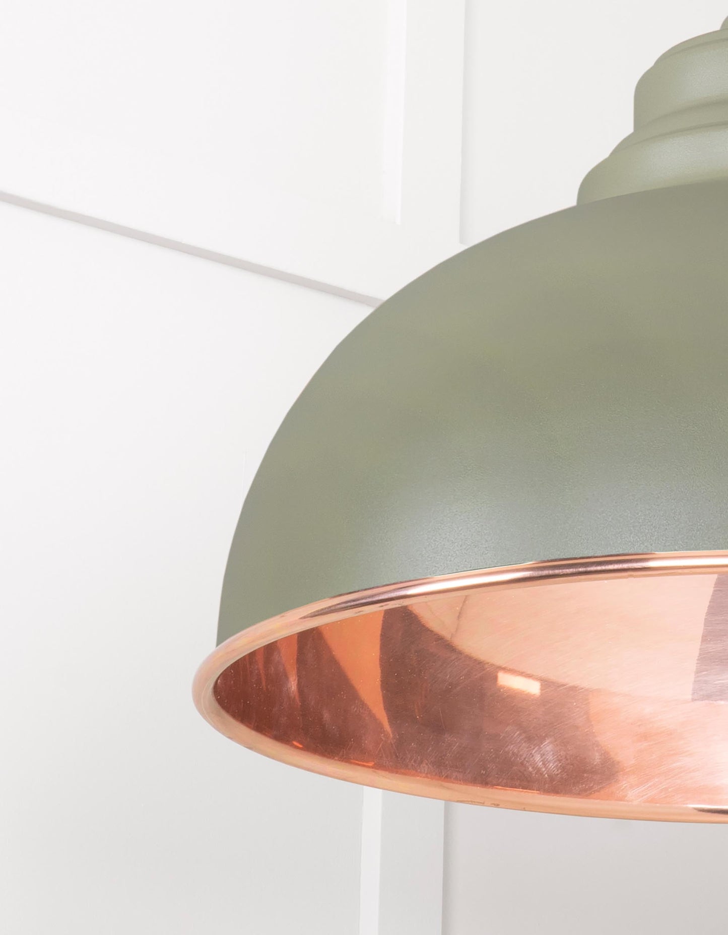 Smooth Copper Harborne Pendant Light Tump, Detailed close up view of pendant.