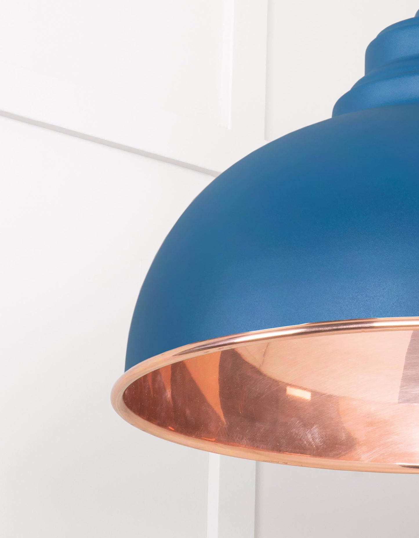 Smooth Copper Harborne Pendant Light Upstream, Detailed close up view of pendant.