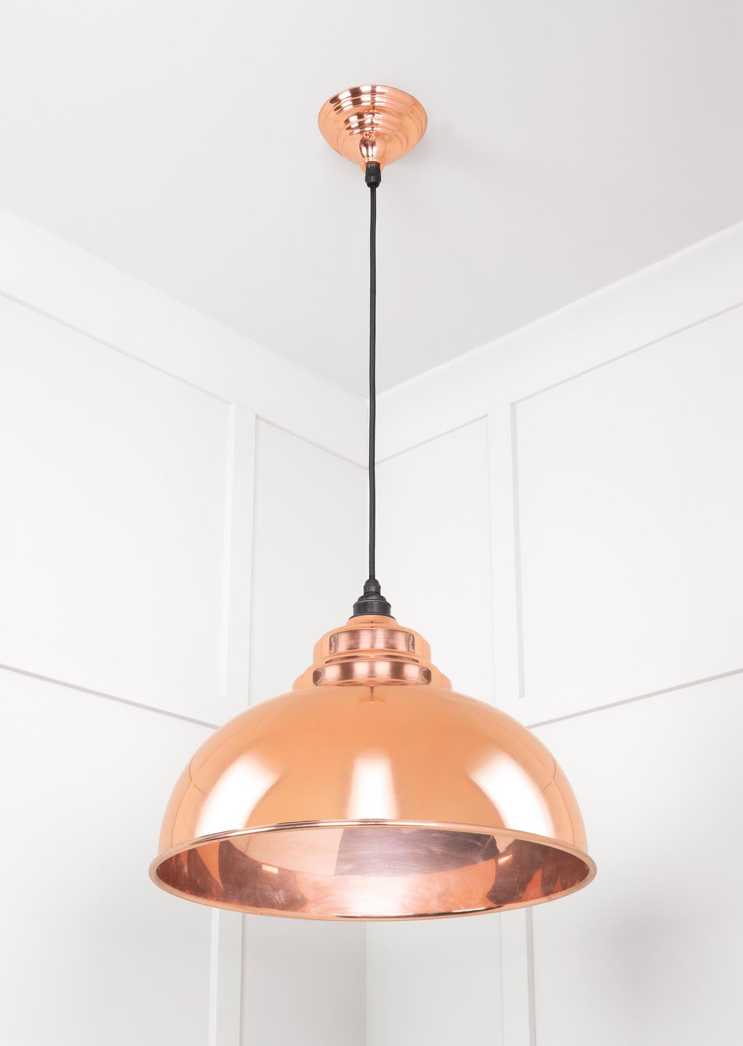 Smooth Copper Harborne Pendant Light Copper, Underside.