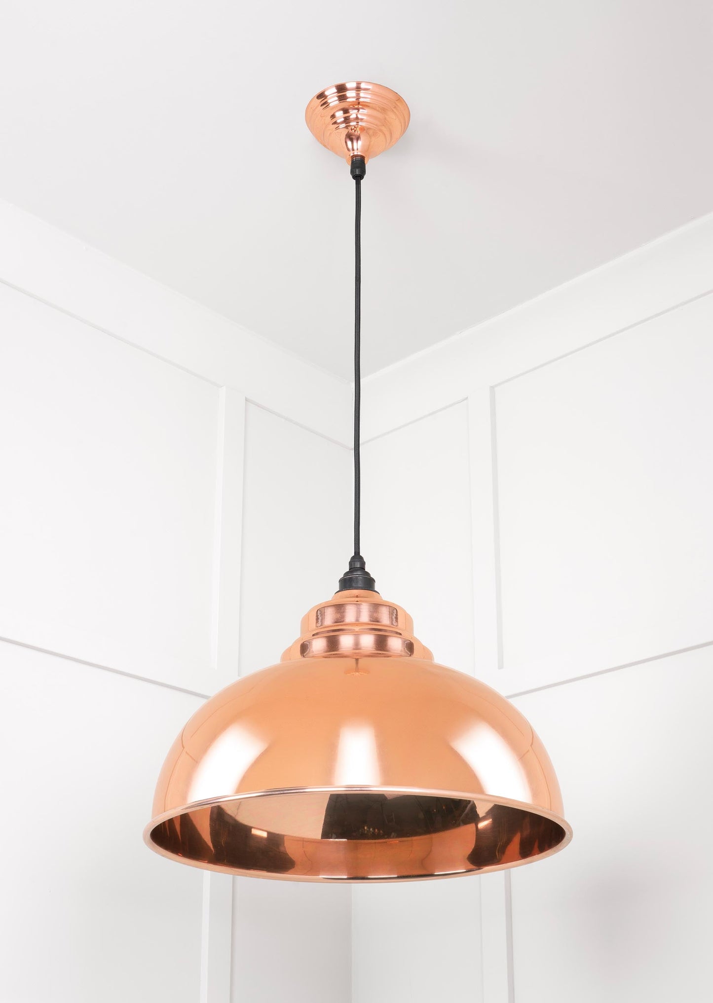 Smooth Copper Harborne Pendant Light Copper, Underside.