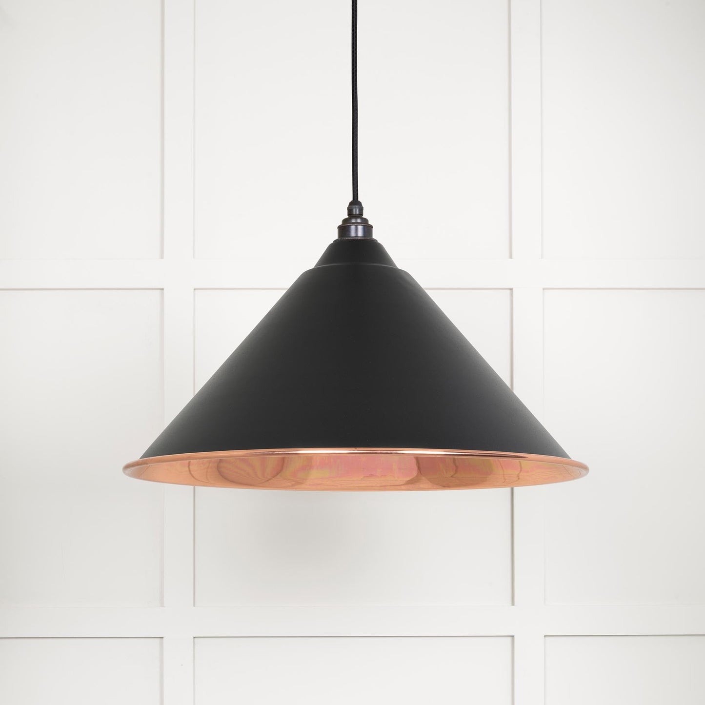 Smooth Copper Hockley Pendant Light Elan Black, Front Side.