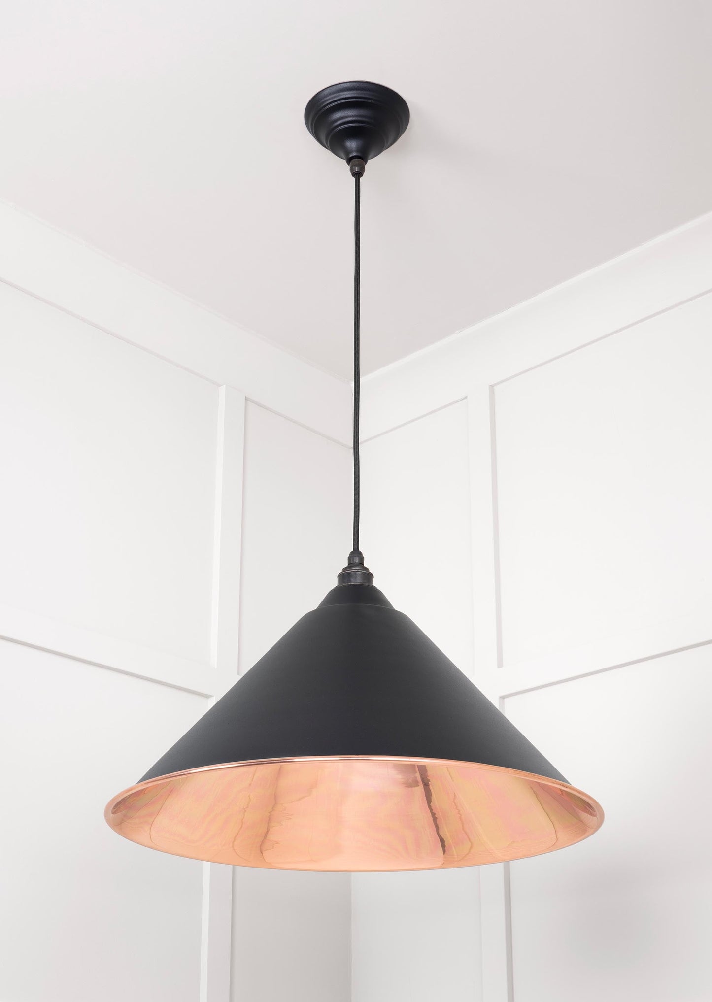 Smooth Copper Hockley Pendant Light Elan Black, Underside.