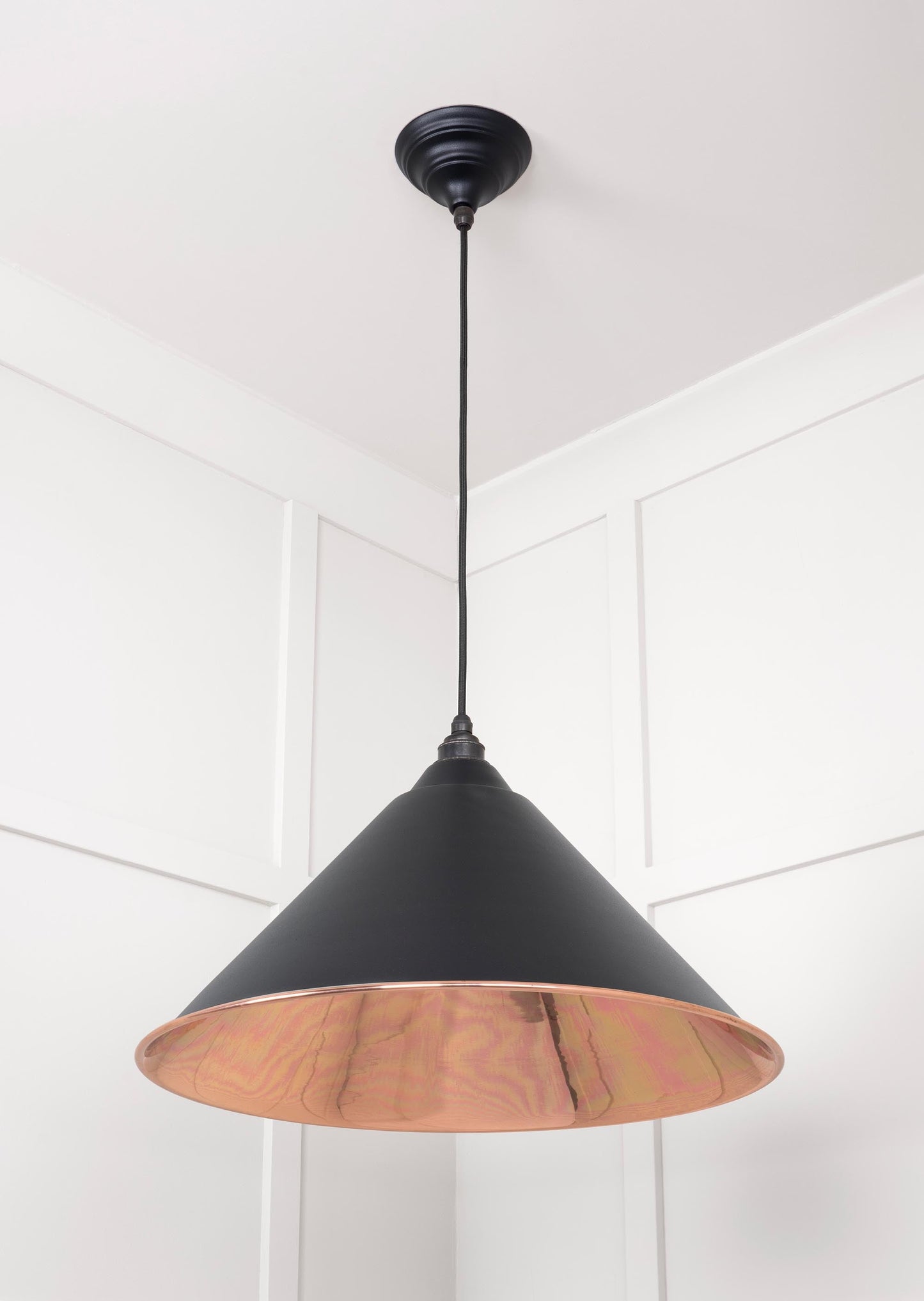 Smooth Copper Hockley Pendant Light Elan Black, Underside.