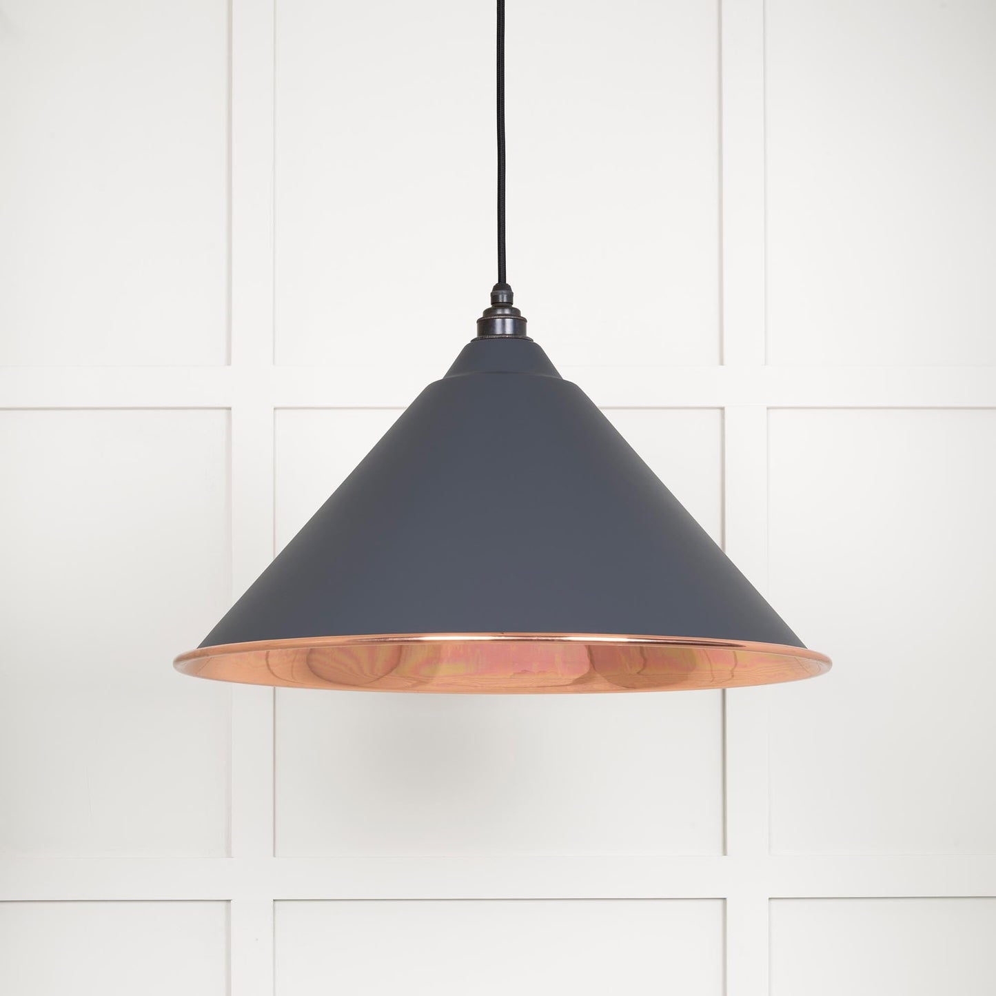 Smooth Copper Hockley Pendant Light Slate, Front Side.