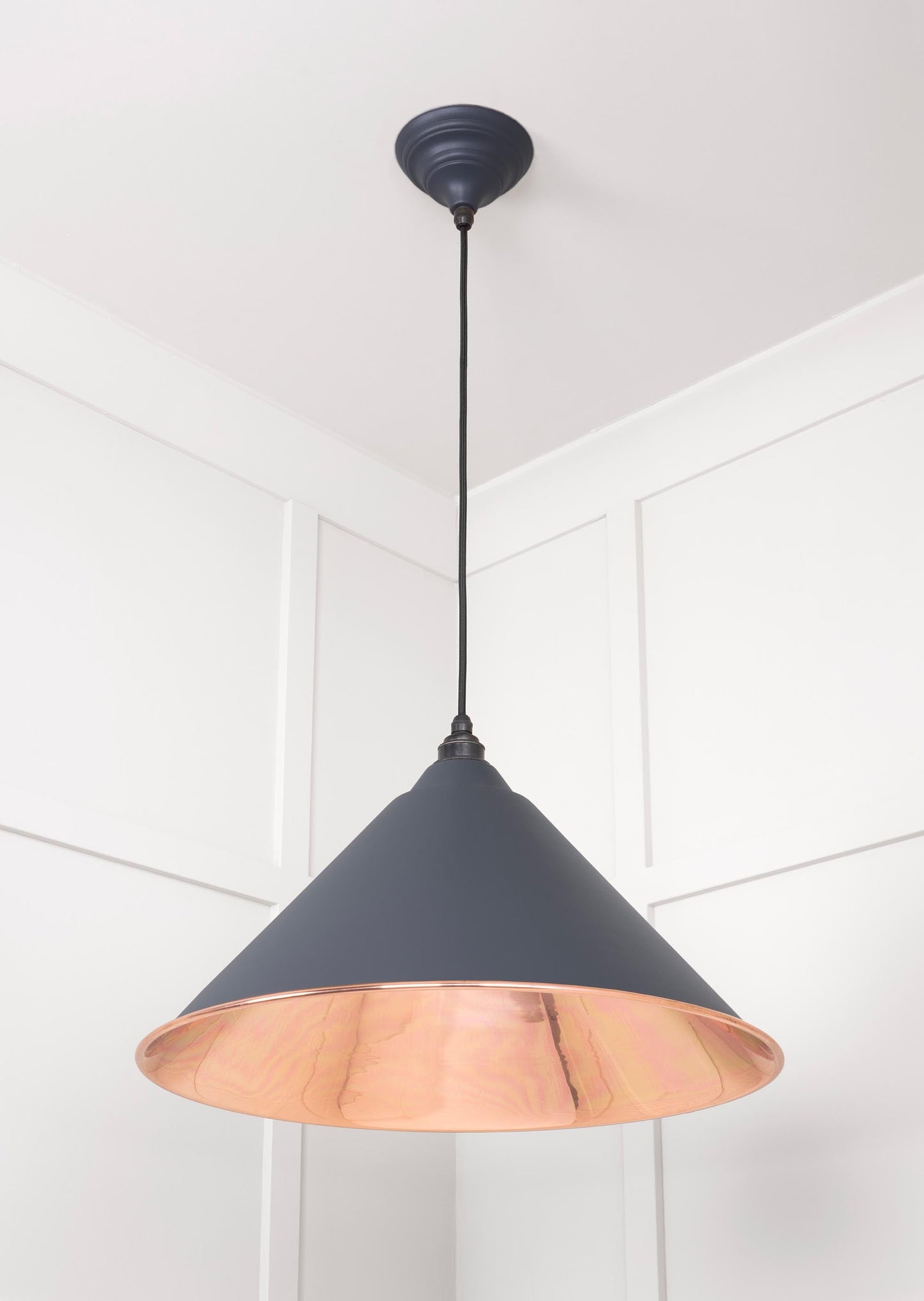 Smooth Copper Hockley Pendant Light Slate, Underside.