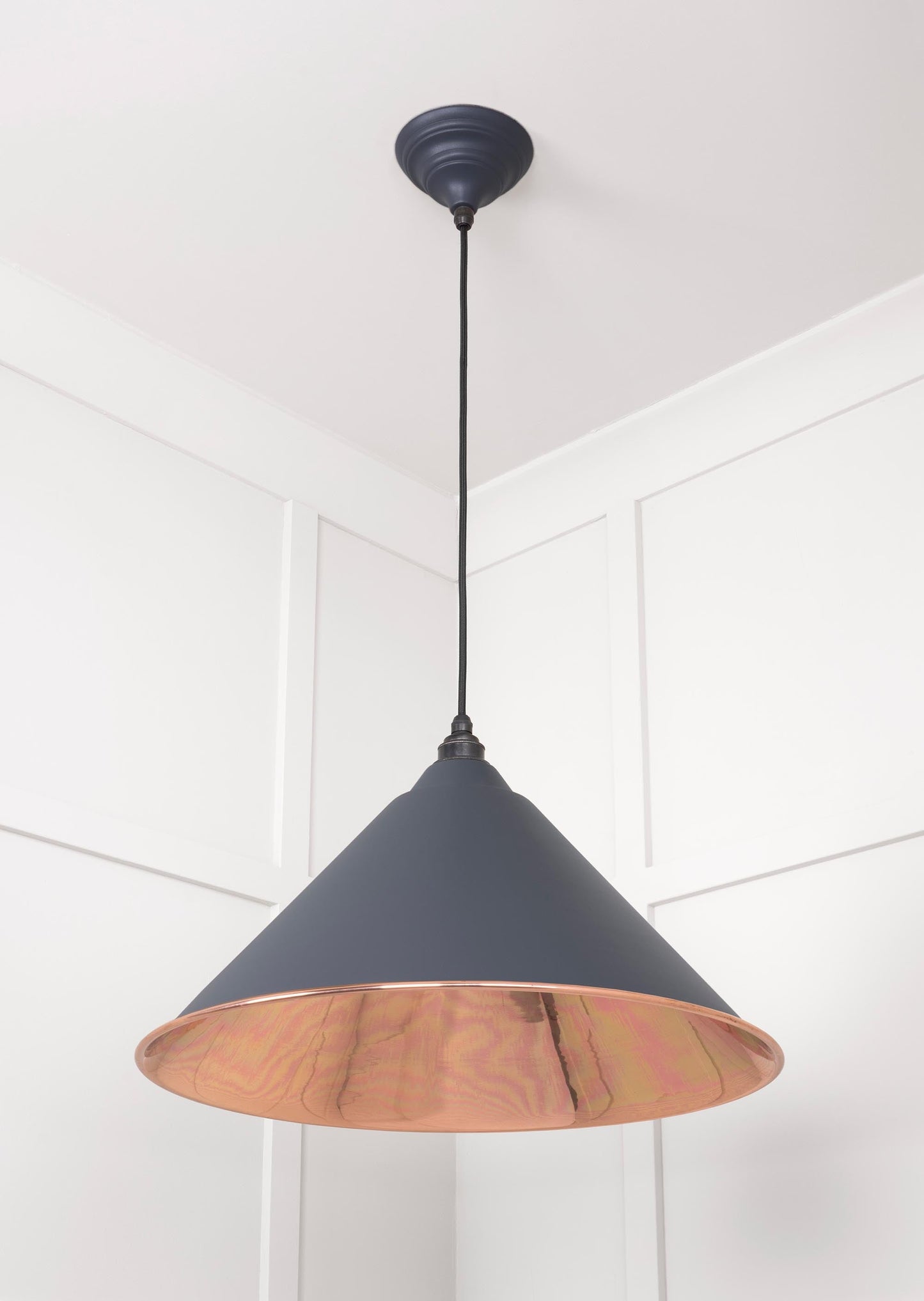 Smooth Copper Hockley Pendant Light Slate, Underside.
