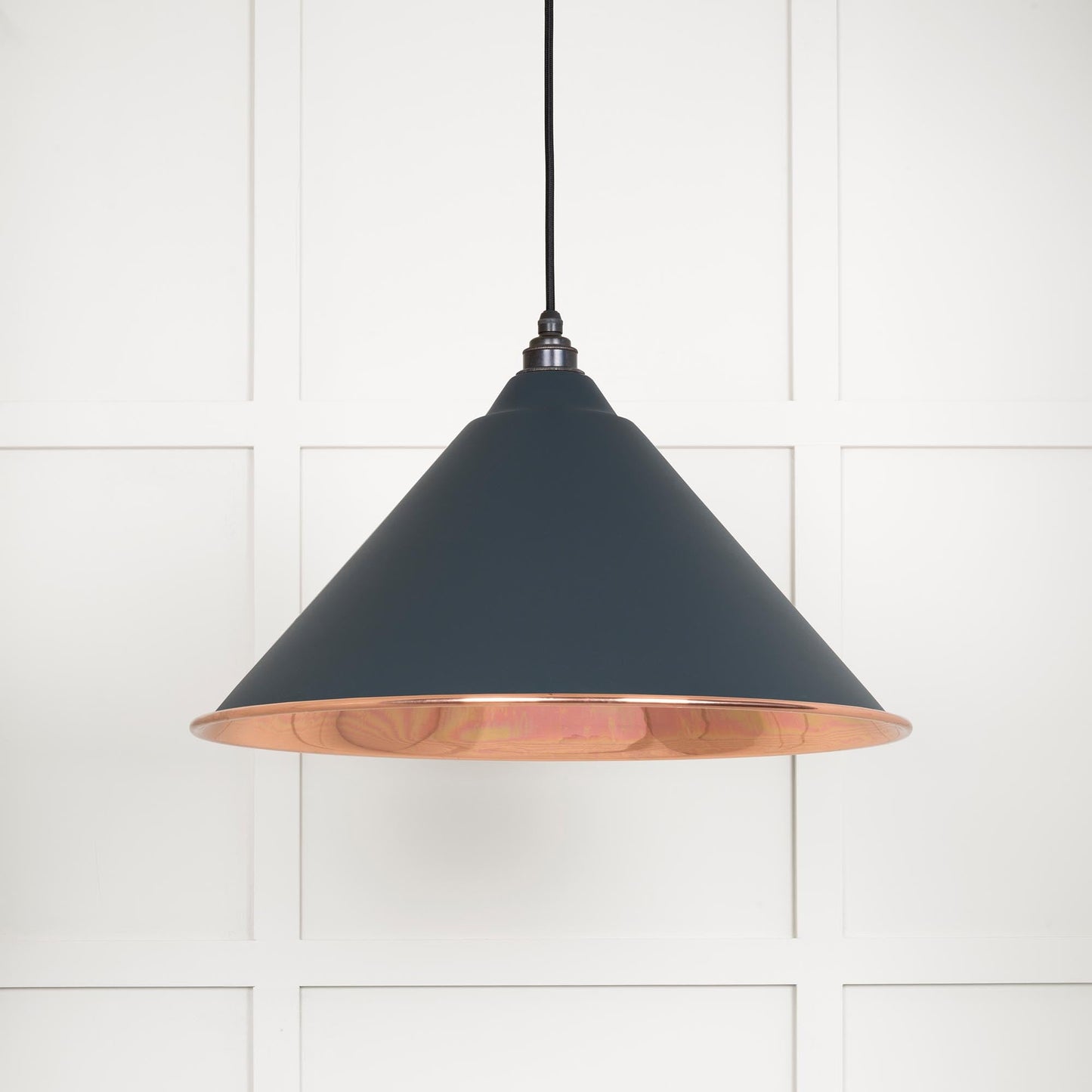 Smooth Copper Hockley Pendant Light Soot, Front Side.