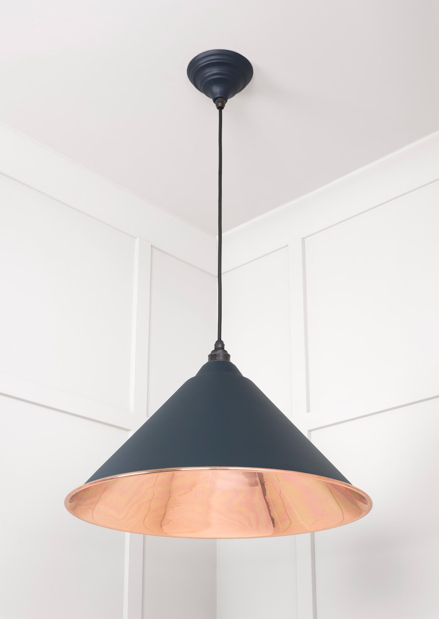 Smooth Copper Hockley Pendant Light Soot, Underside.