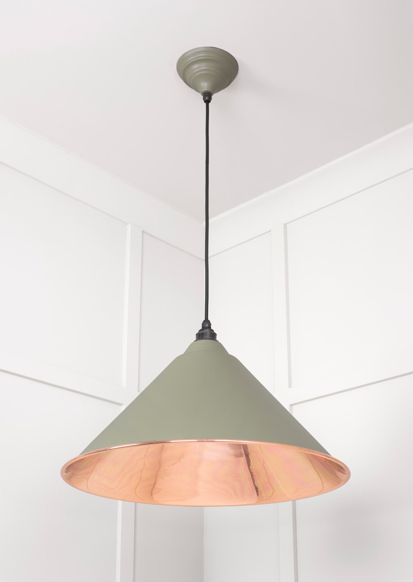 Smooth Copper Hockley Pendant Light Tump, Underside.