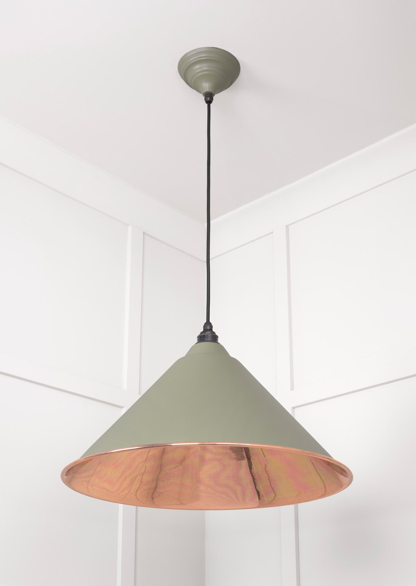Smooth Copper Hockley Pendant Light Tump, Underside.