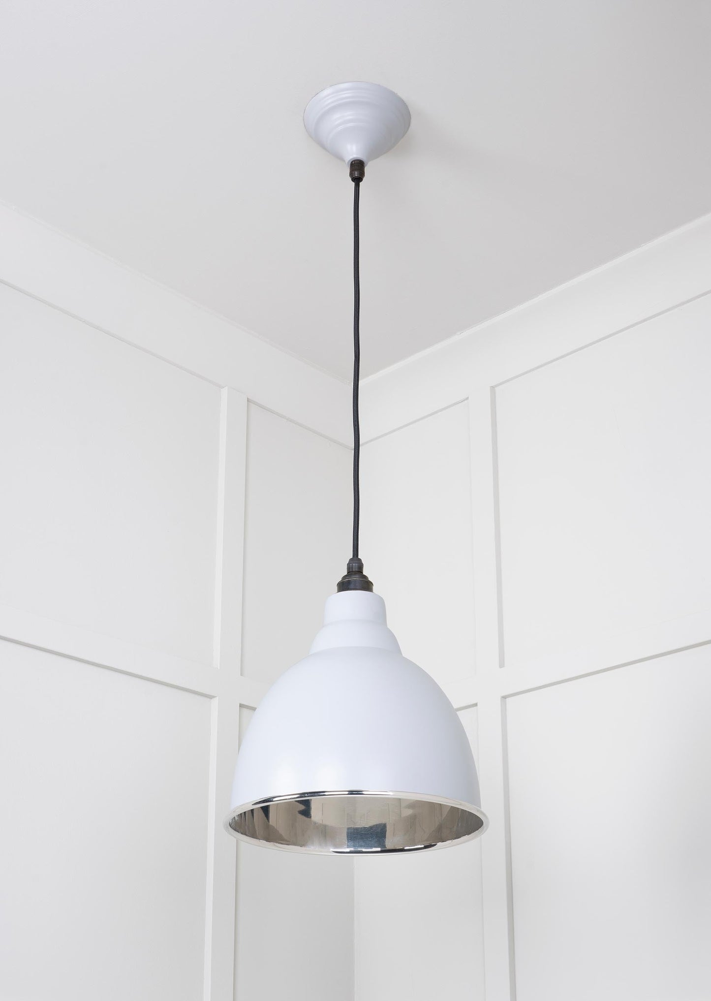 Smooth Nickel Brindley Pendant Light Birch, Underside.