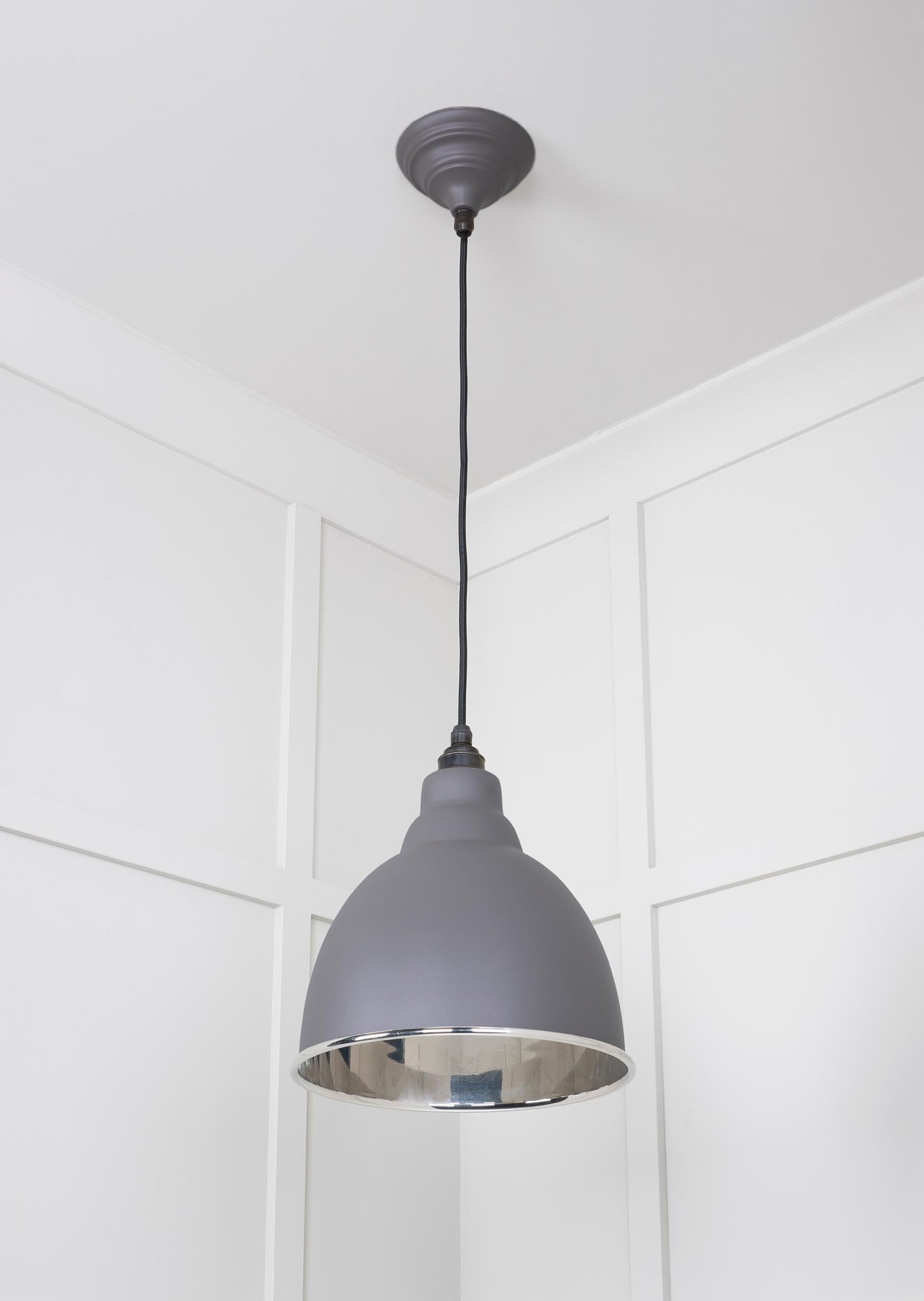 Smooth Nickel Brindley Pendant Light Bluff, Underside.