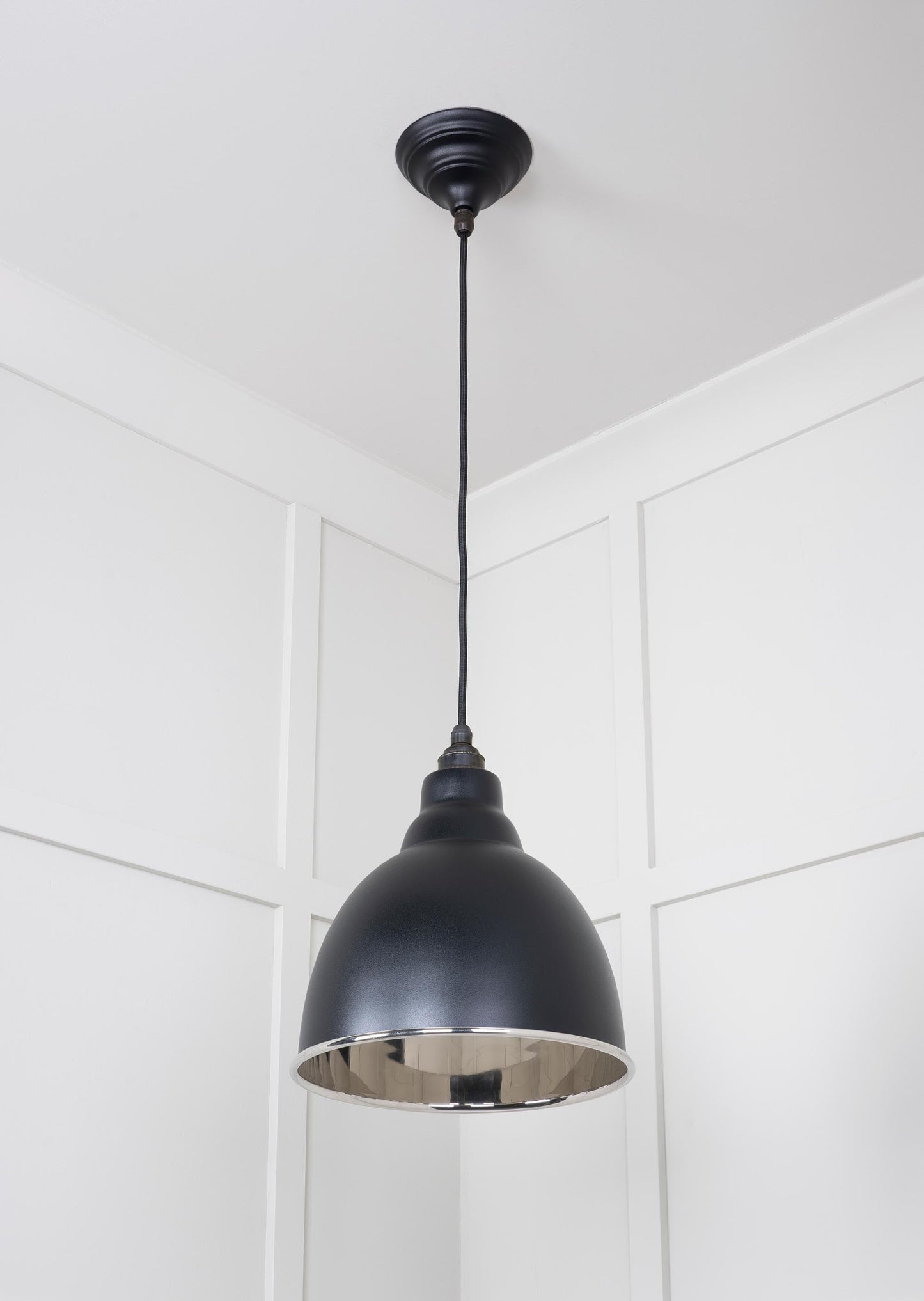 Smooth Nickel Brindley Pendant Light Elan Black, Underside.