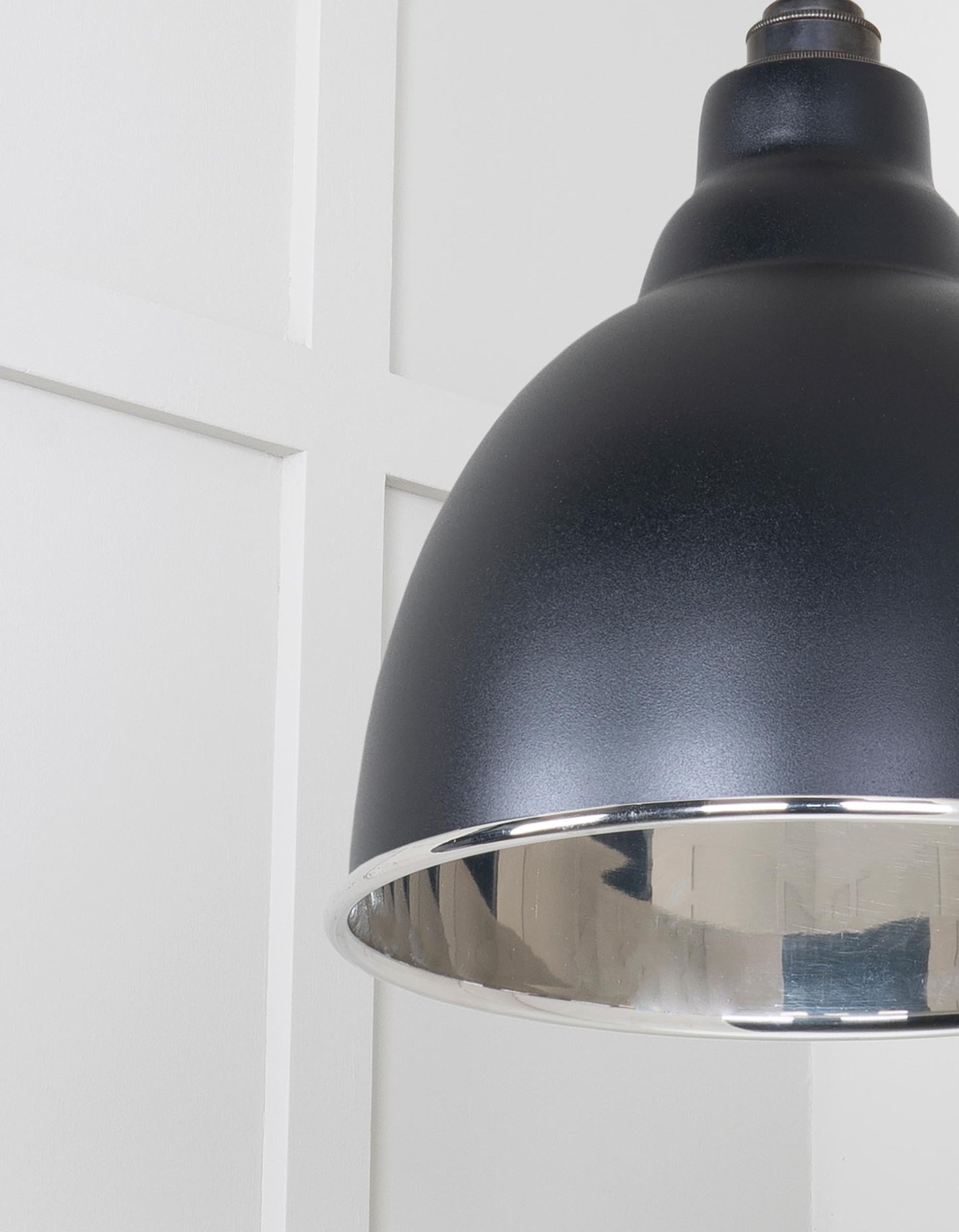 Smooth Nickel Brindley Pendant Light Elan Black, Detailed close up view of pendant.
