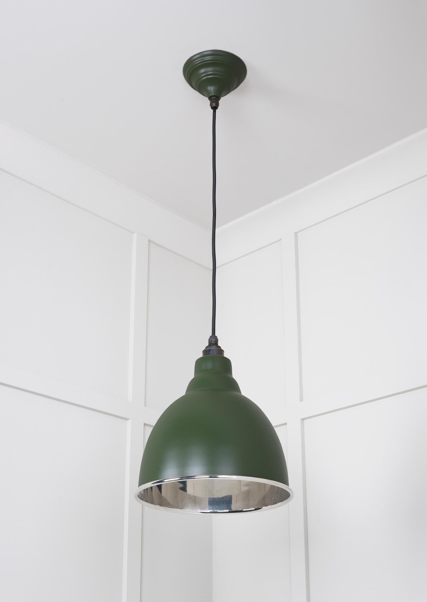 Smooth Nickel Brindley Pendant Light Heath, Underside.