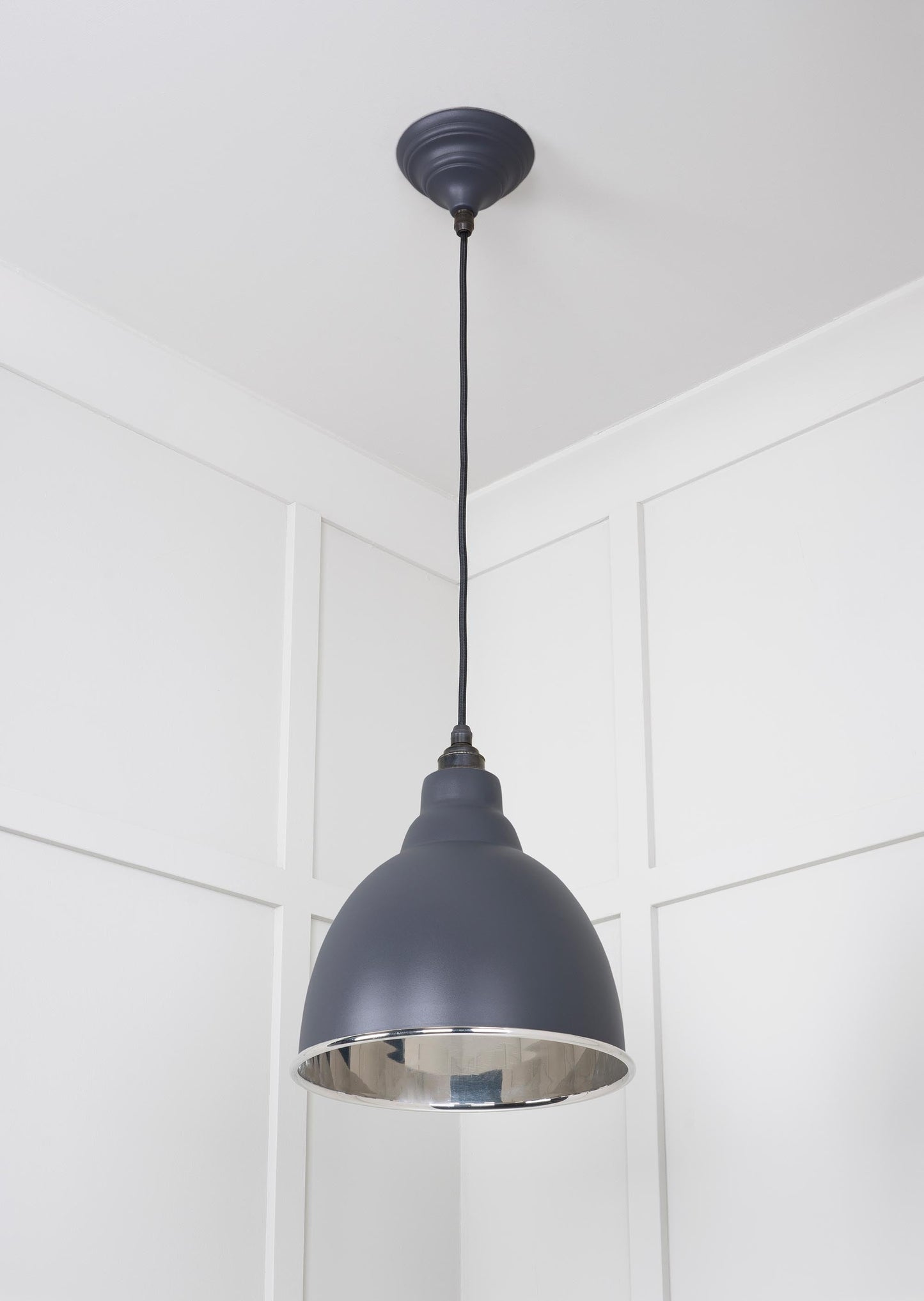 Smooth Nickel Brindley Pendant Light Slate, Underside.