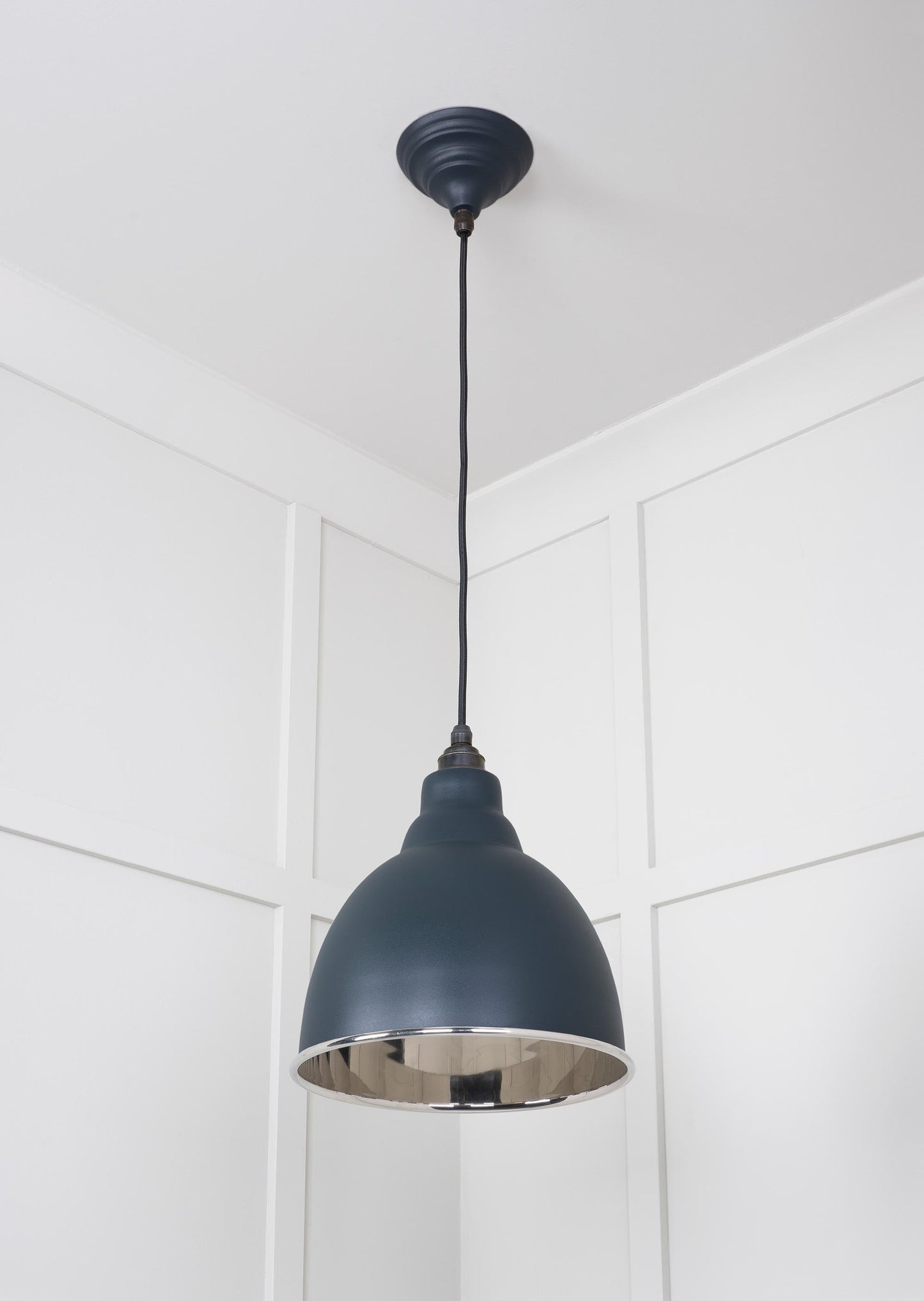 Smooth Nickel Brindley Pendant Light Soot, Underside.
