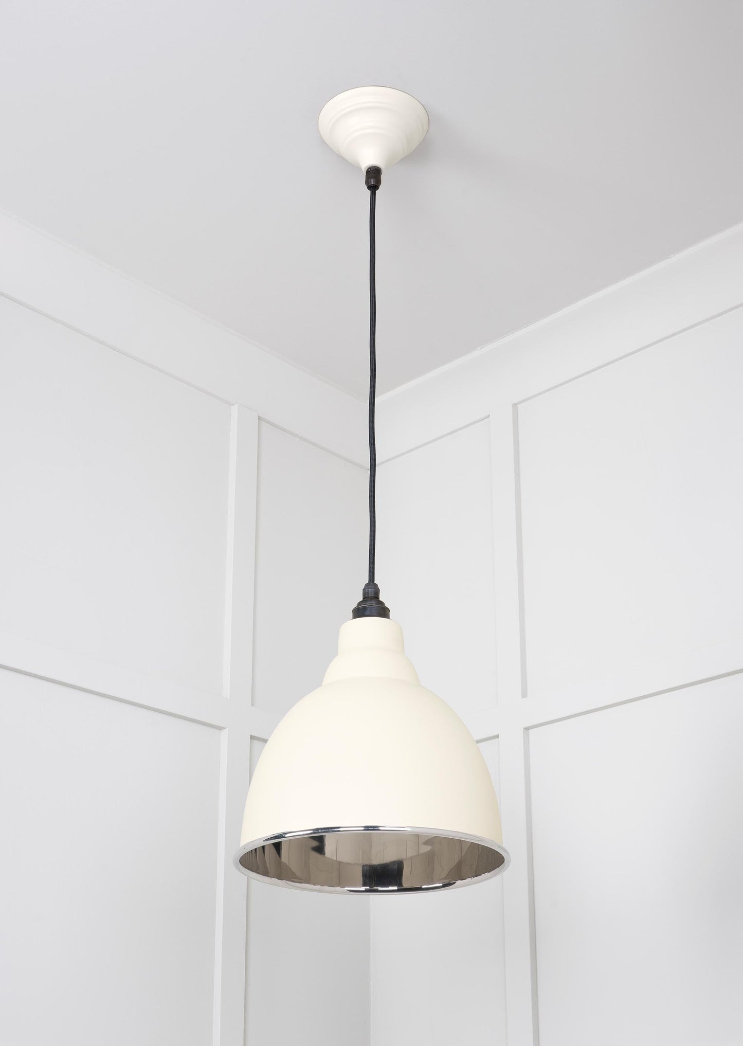 Smooth Nickel Brindley Pendant Light Teasel, Underside.