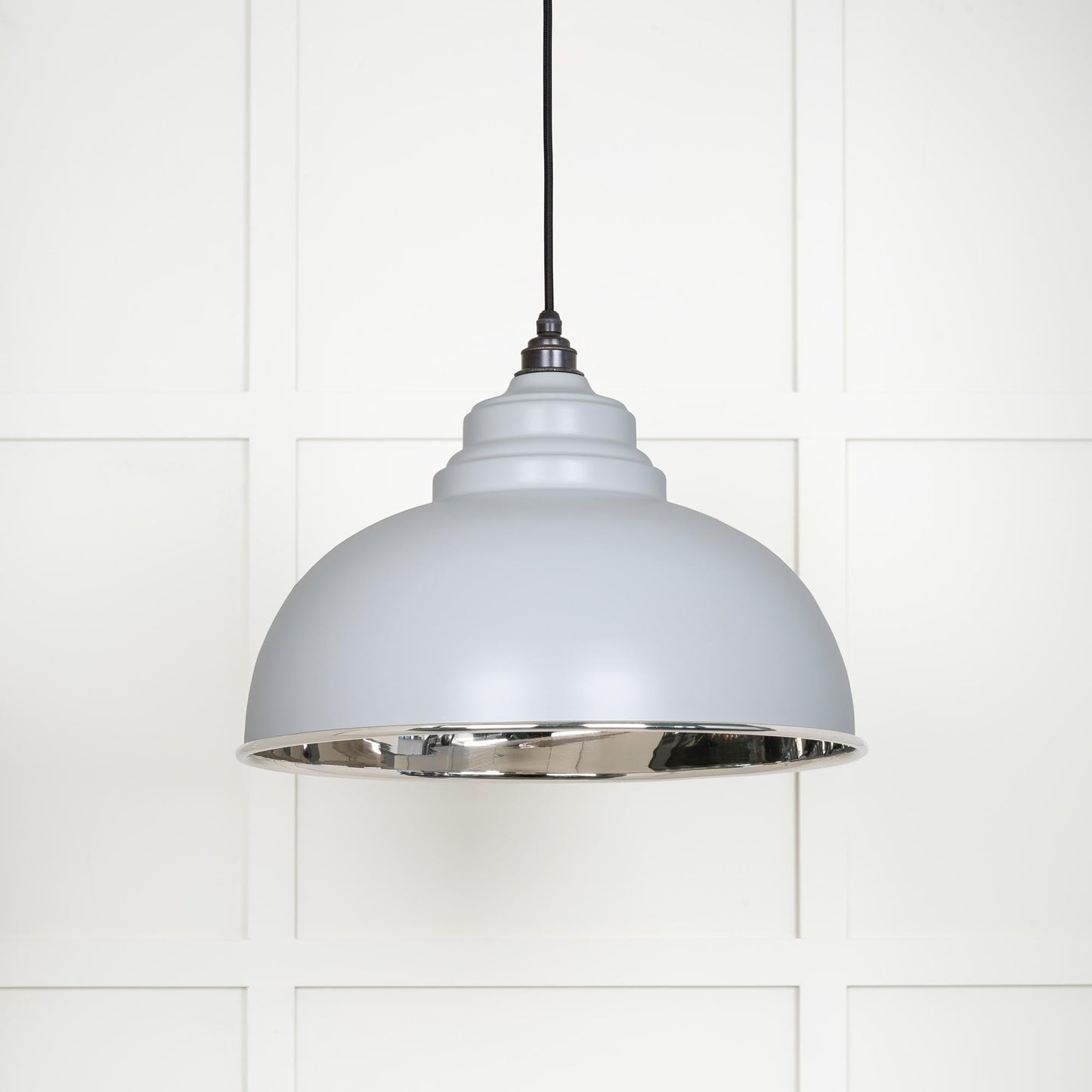 Smooth Nickel Harborne Pendant Light Birch, Front Side.