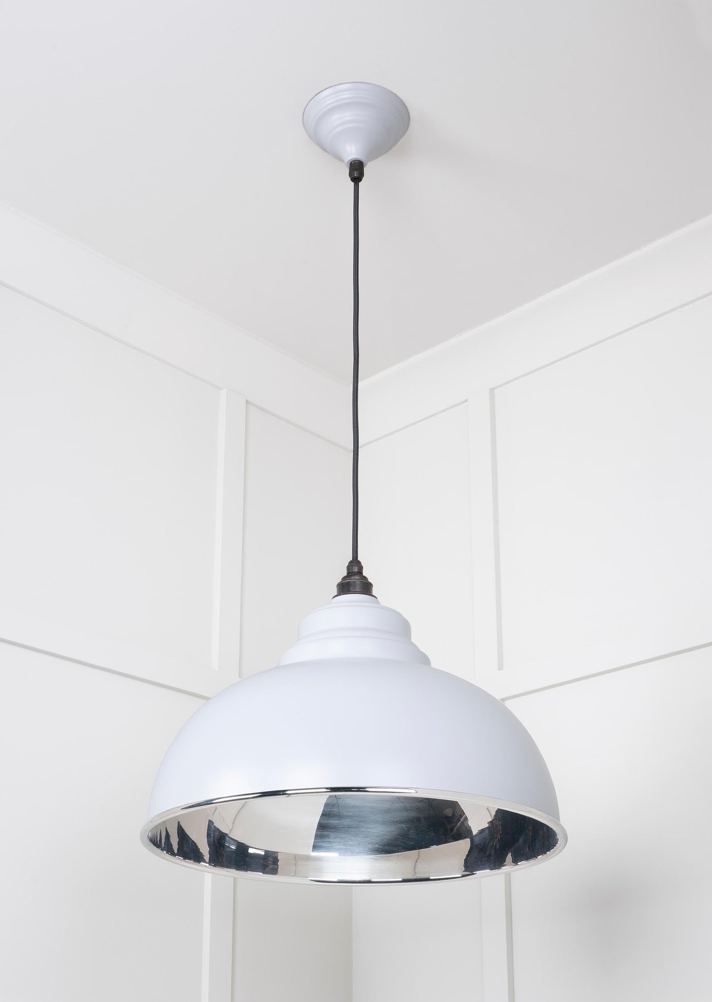 Smooth Nickel Harborne Pendant Light Birch, Underside.