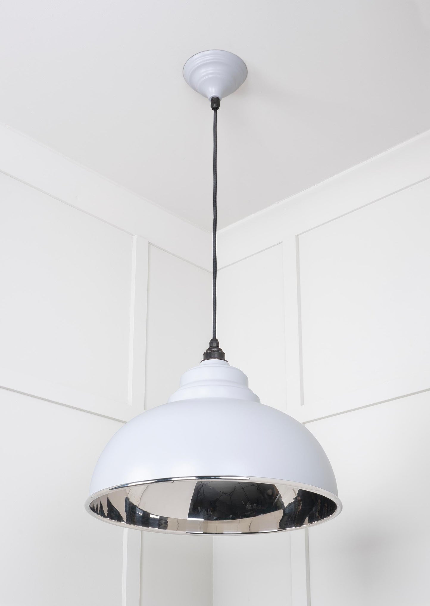 Smooth Nickel Harborne Pendant Light Birch, Underside.