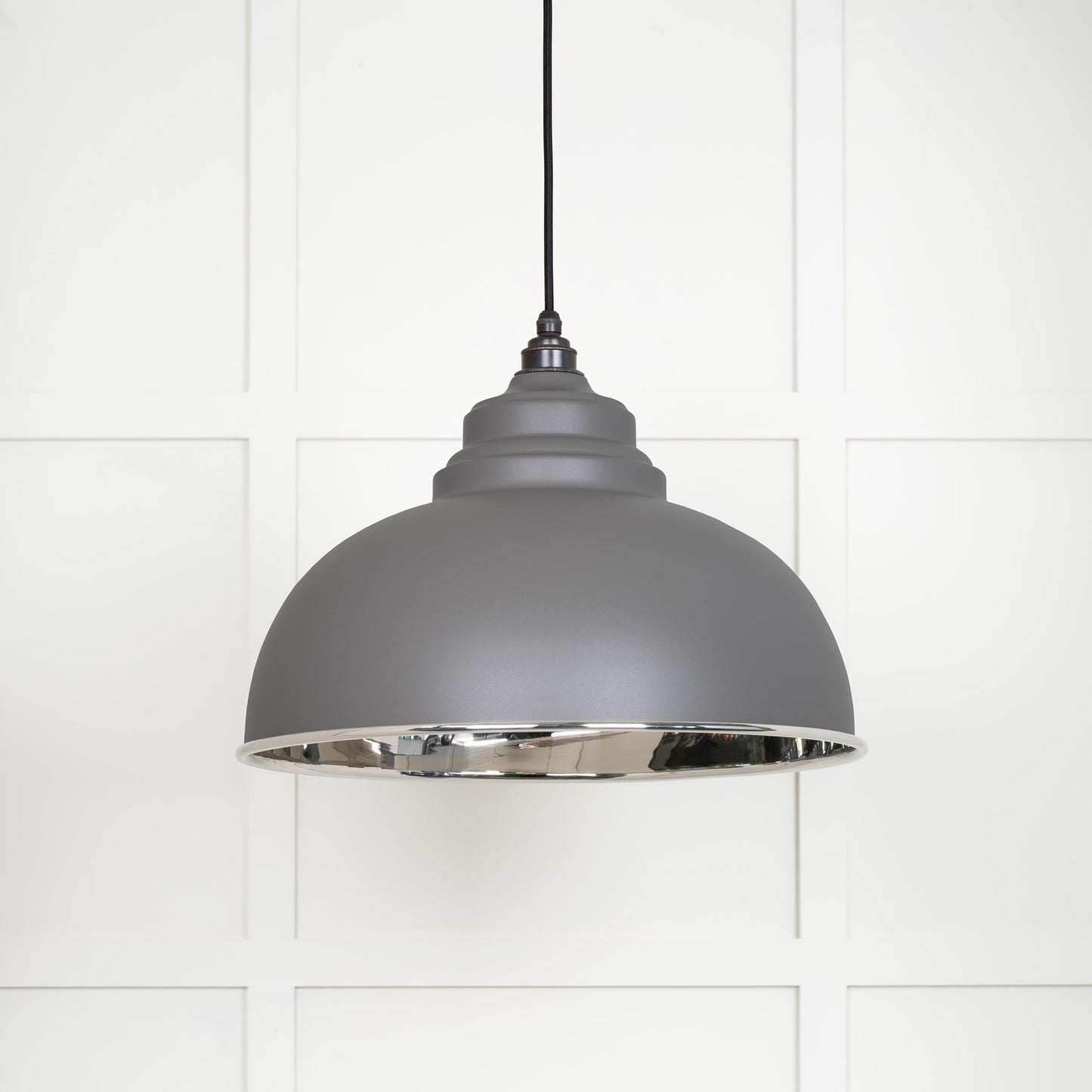 Smooth Nickel Harborne Pendant Light Bluff, Front Side.
