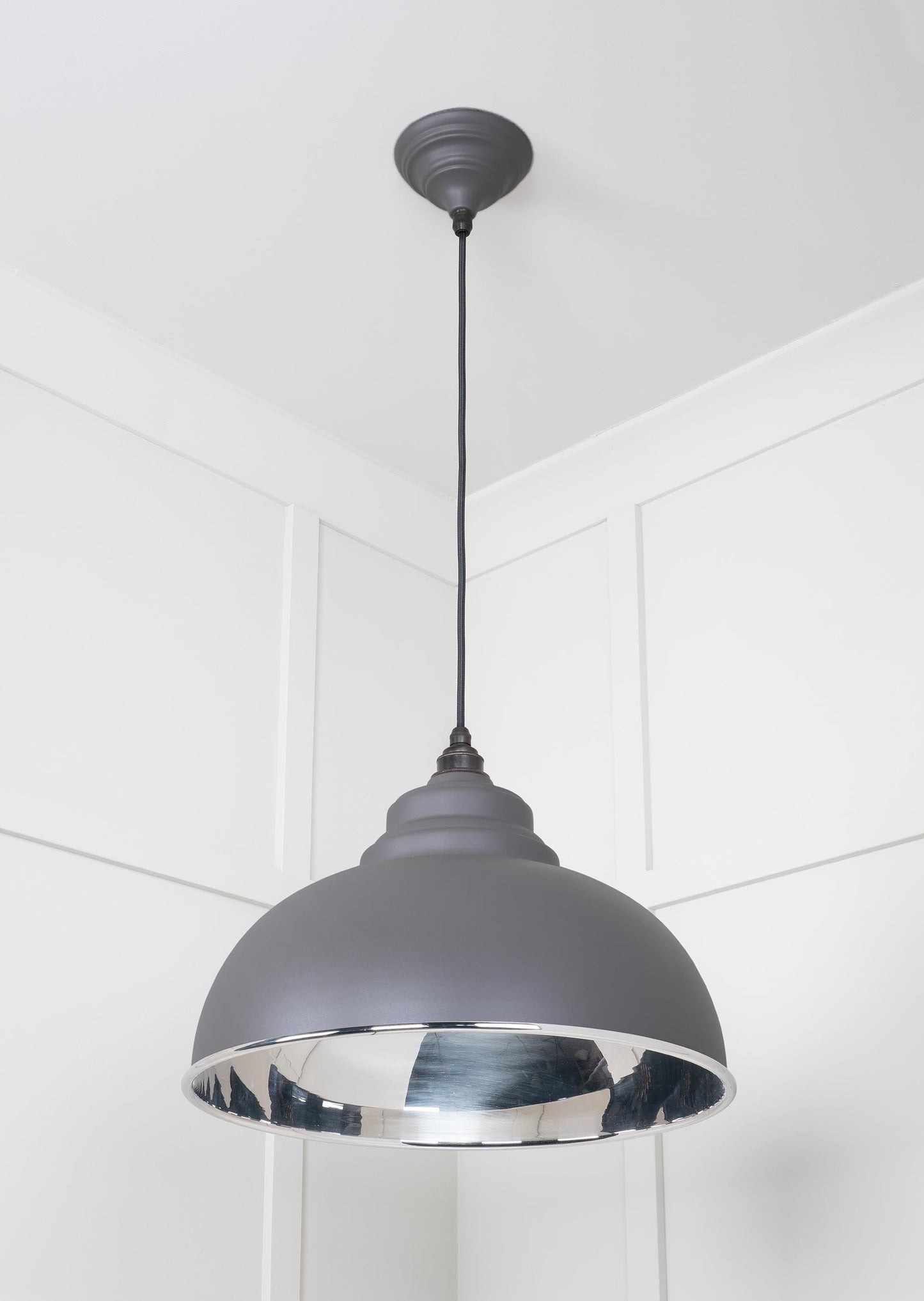Smooth Nickel Harborne Pendant Light Bluff, Underside.
