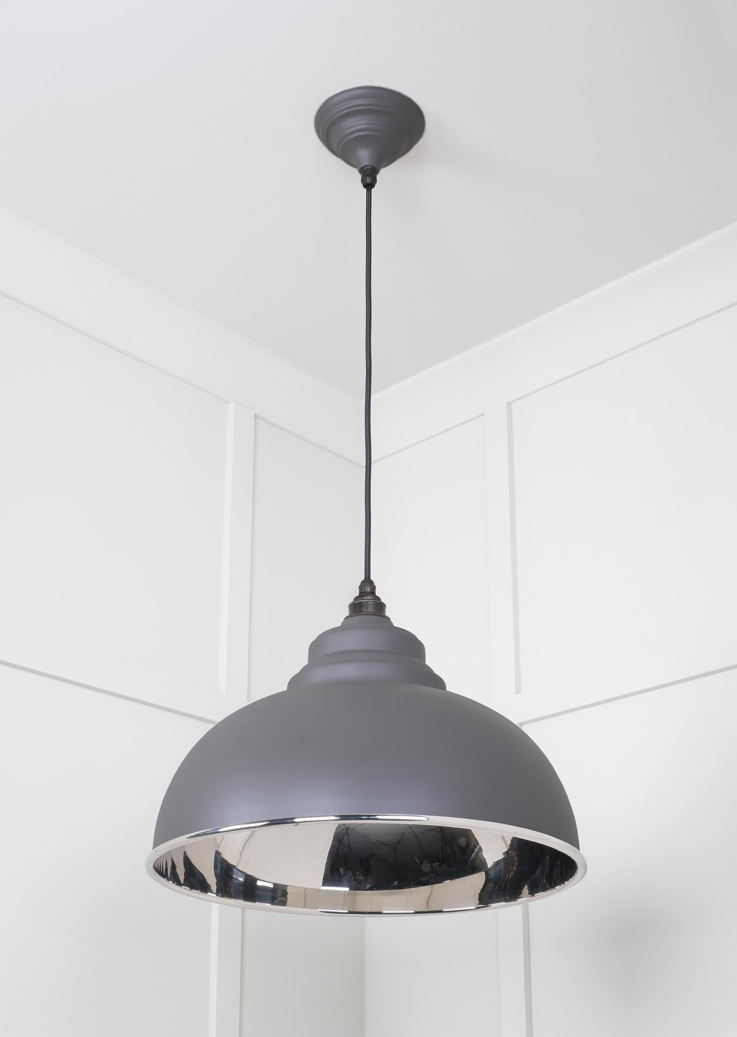 Smooth Nickel Harborne Pendant Light Bluff, Underside.