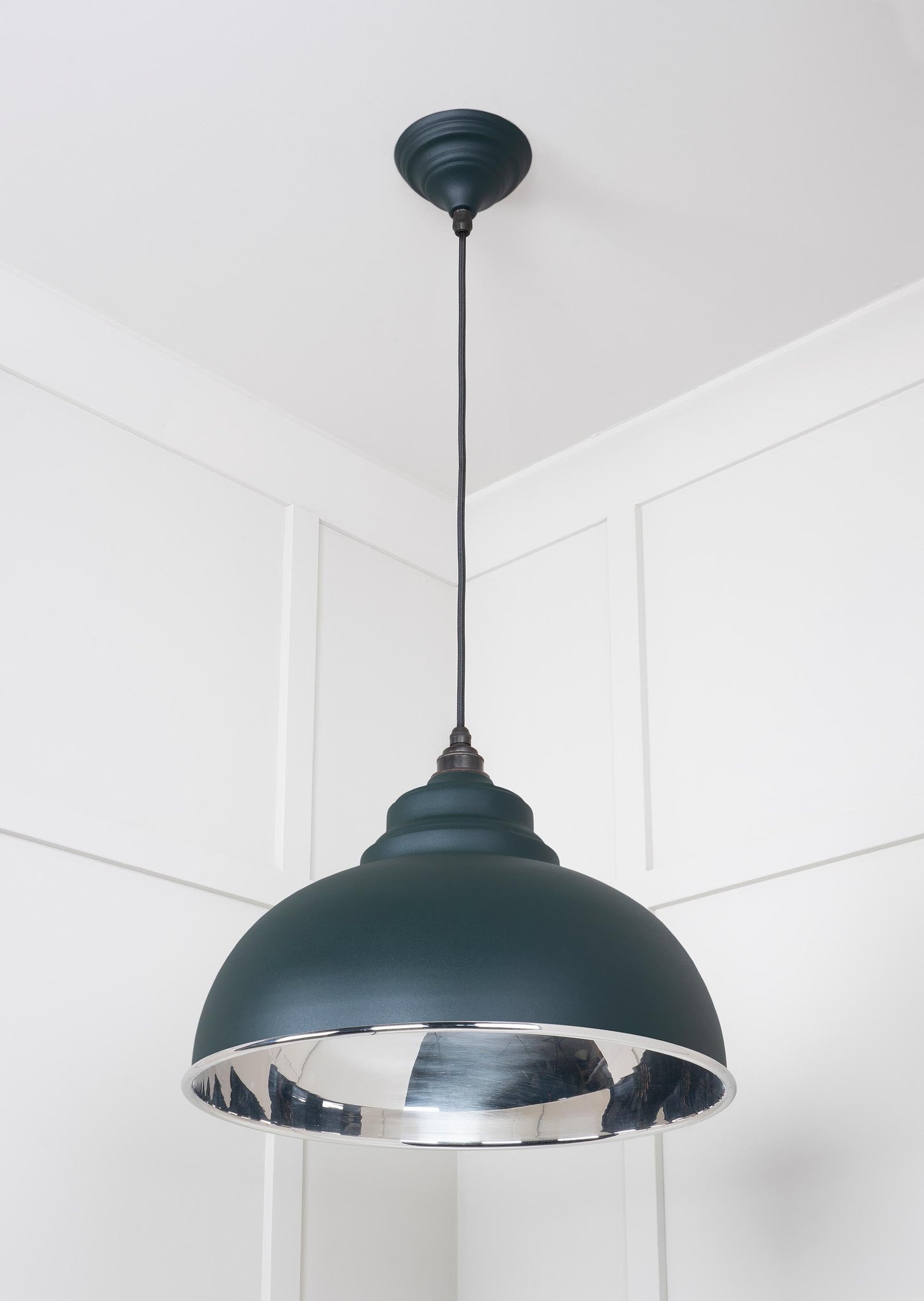 Smooth Nickel Harborne Pendant Light Dingle, Underside.