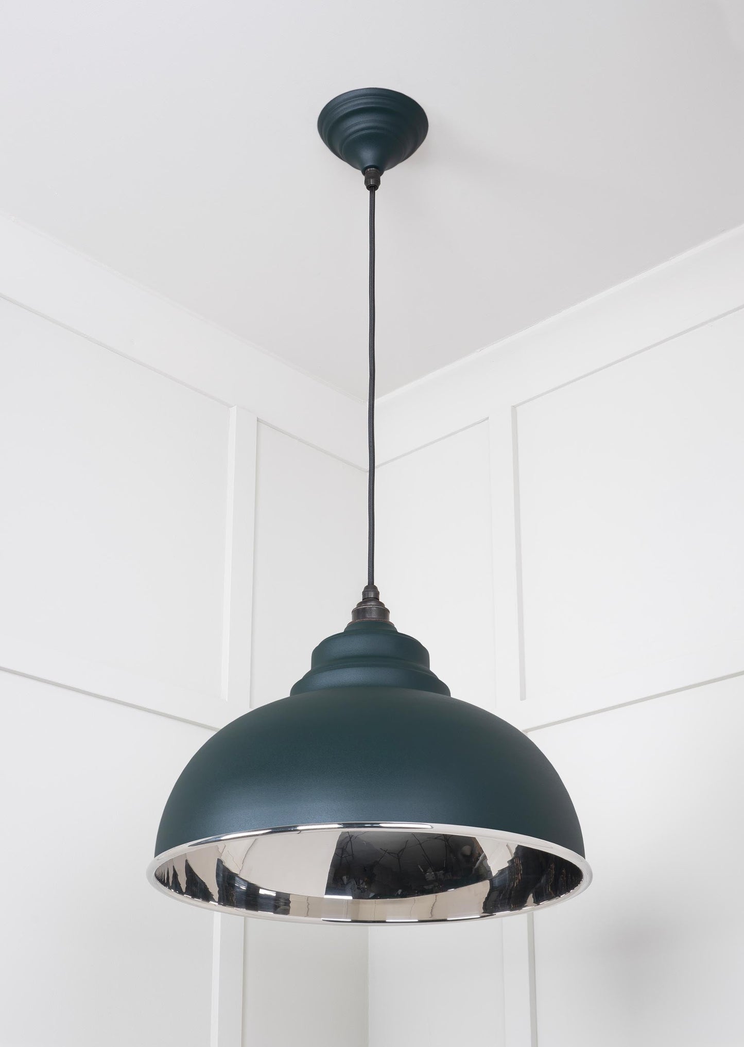 Smooth Nickel Harborne Pendant Light Dingle, Underside.