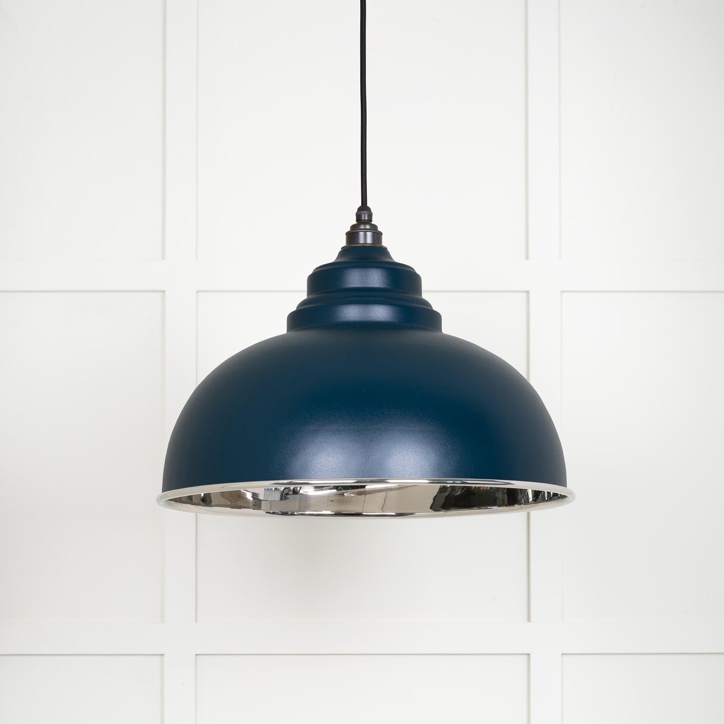 Smooth Nickel Harborne Pendant Light Dusk, Front Side.