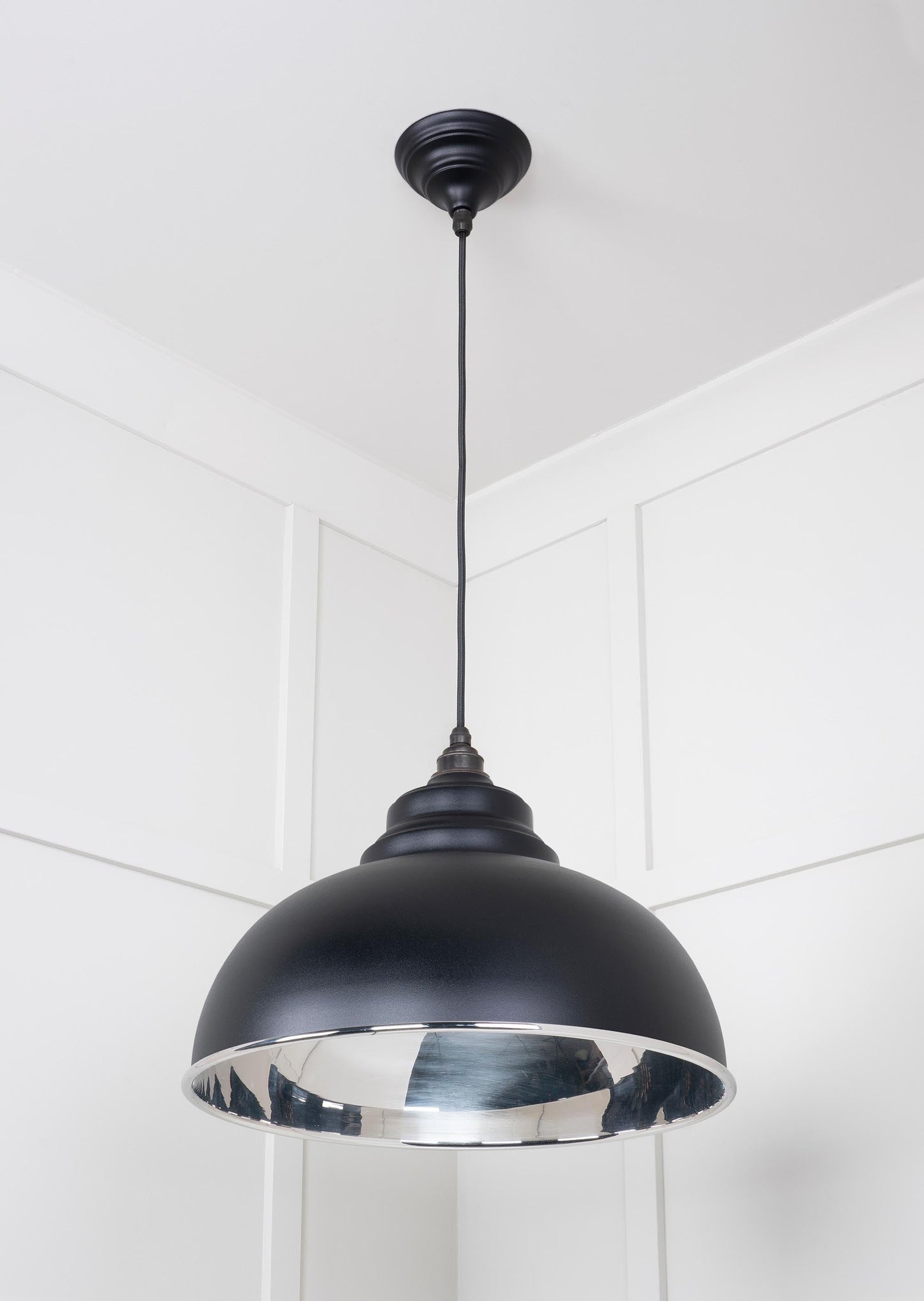 Smooth Nickel Harborne Pendant Light Elan Black, Underside.