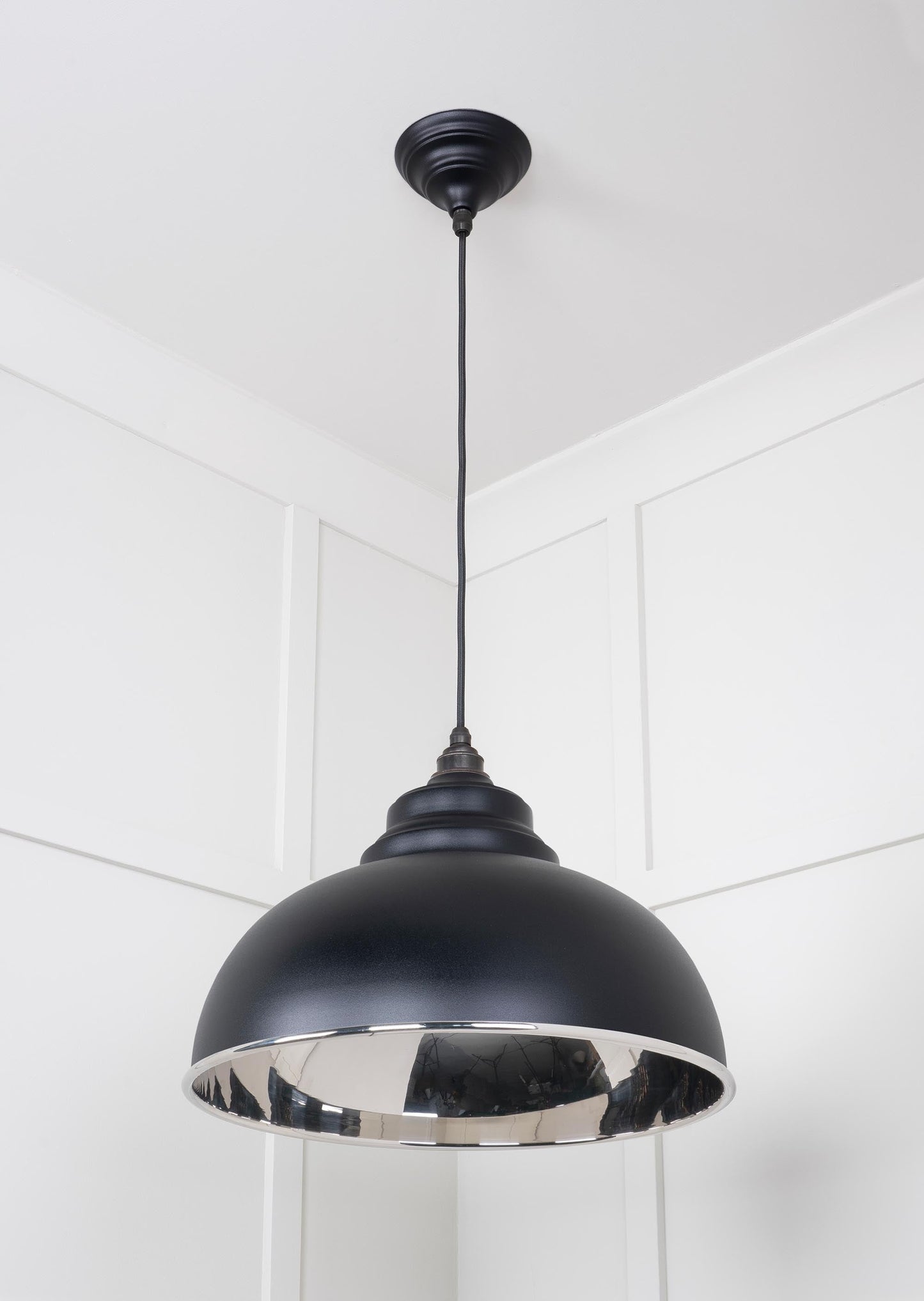 Smooth Nickel Harborne Pendant Light Elan Black, Underside.